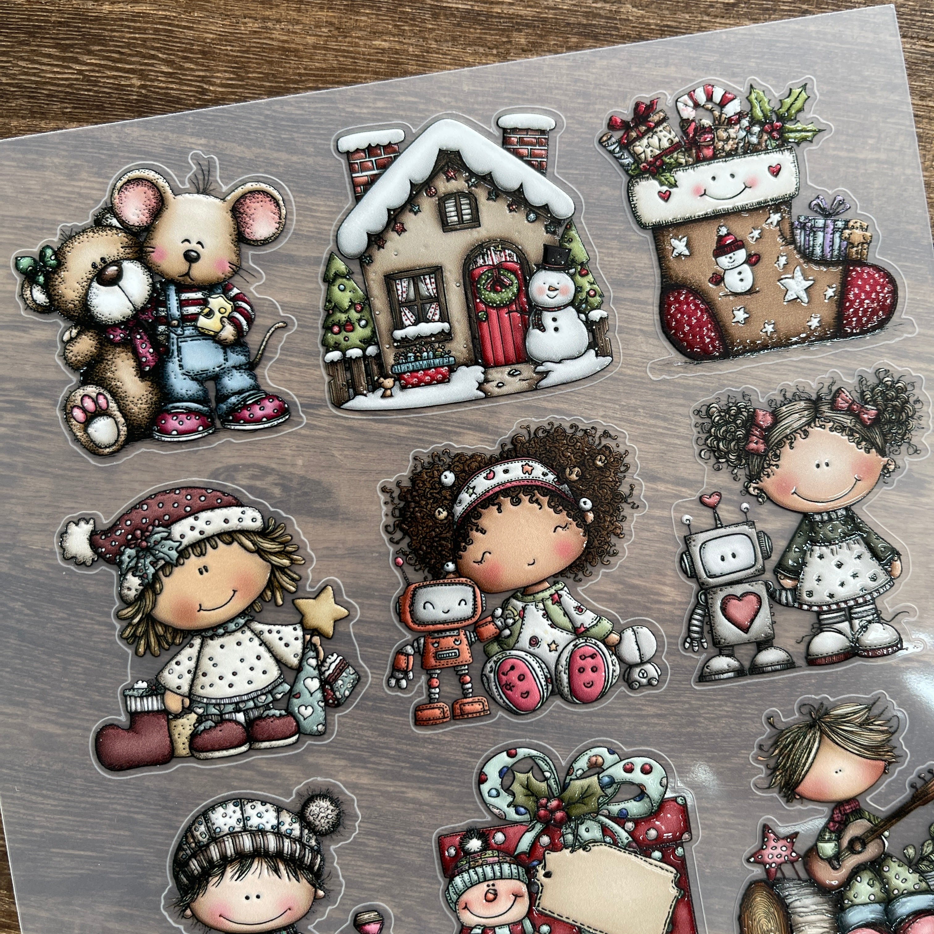 3D Holiday characters PET Stickers 1pcs