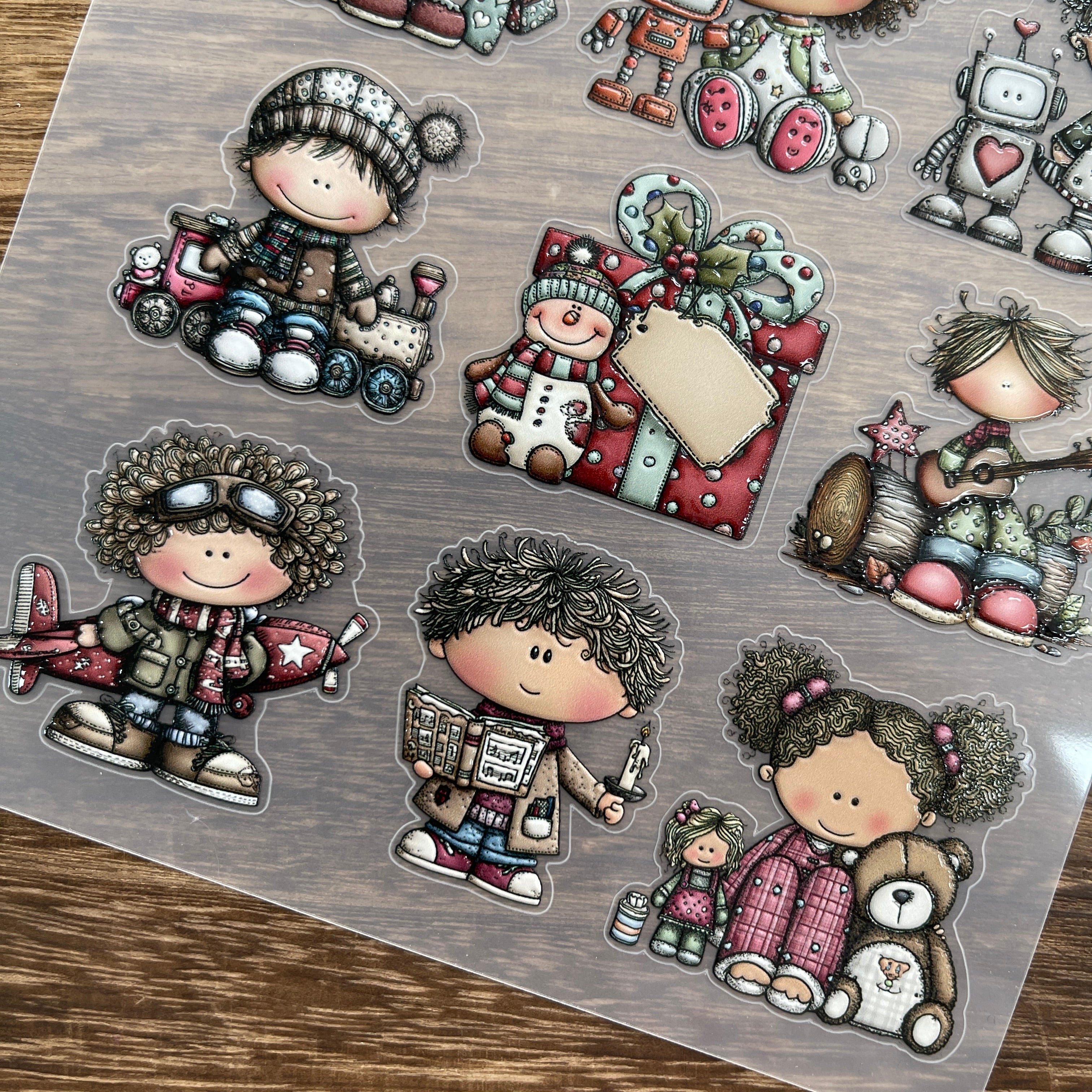 3D Holiday characters PET Stickers 1pcs