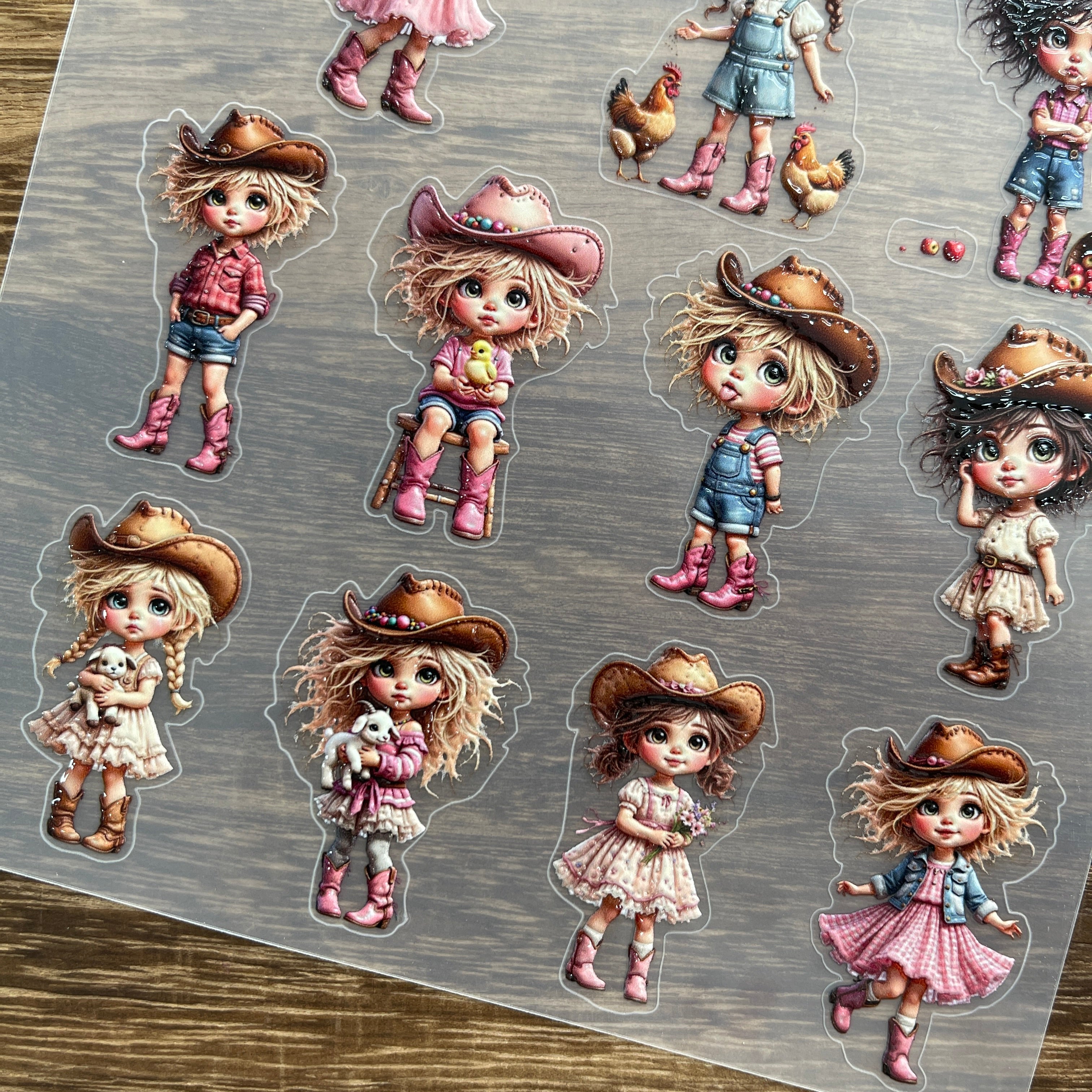3D Cowgirl PET Stickers 1pcs