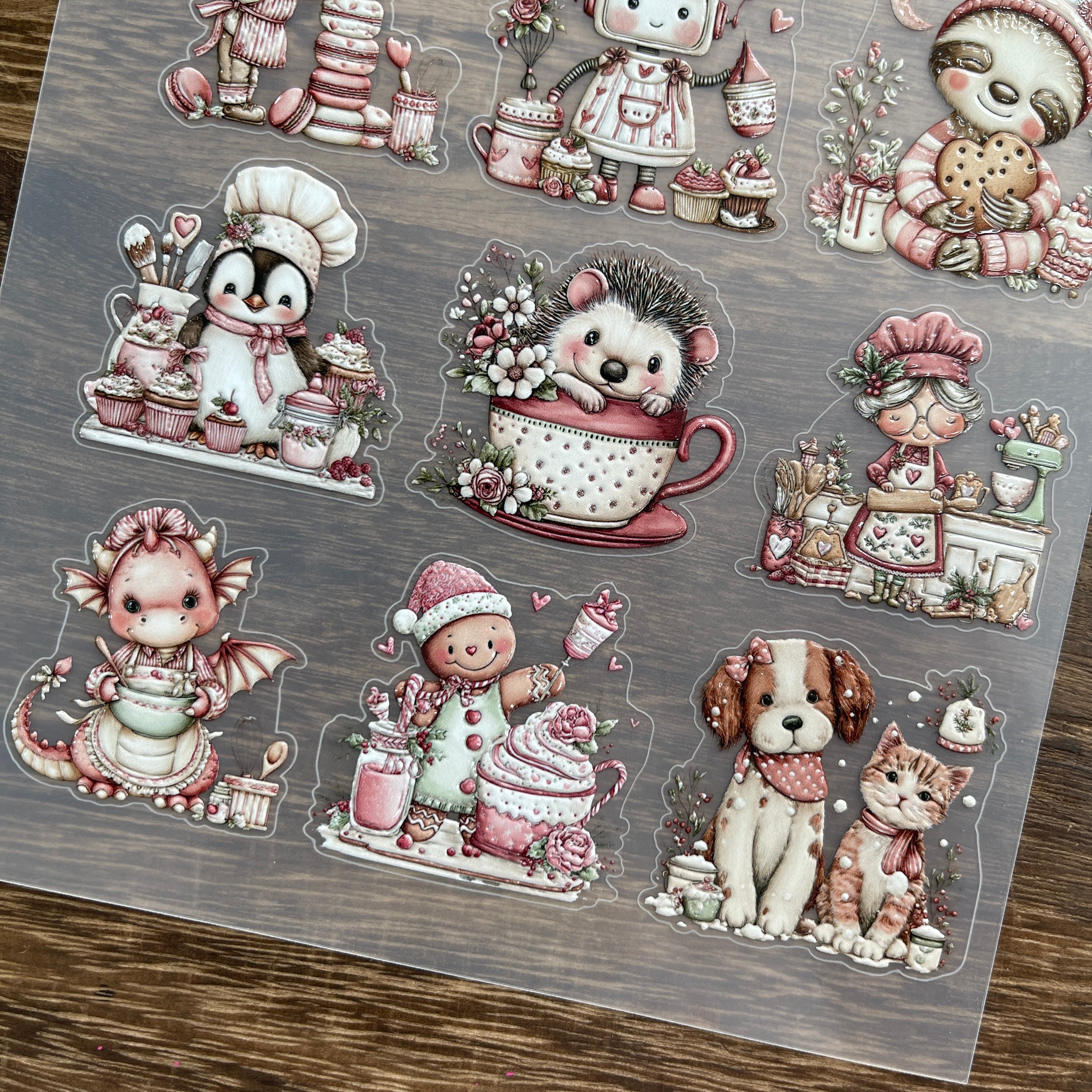 3D Holiday baking PET Stickers 1pcs