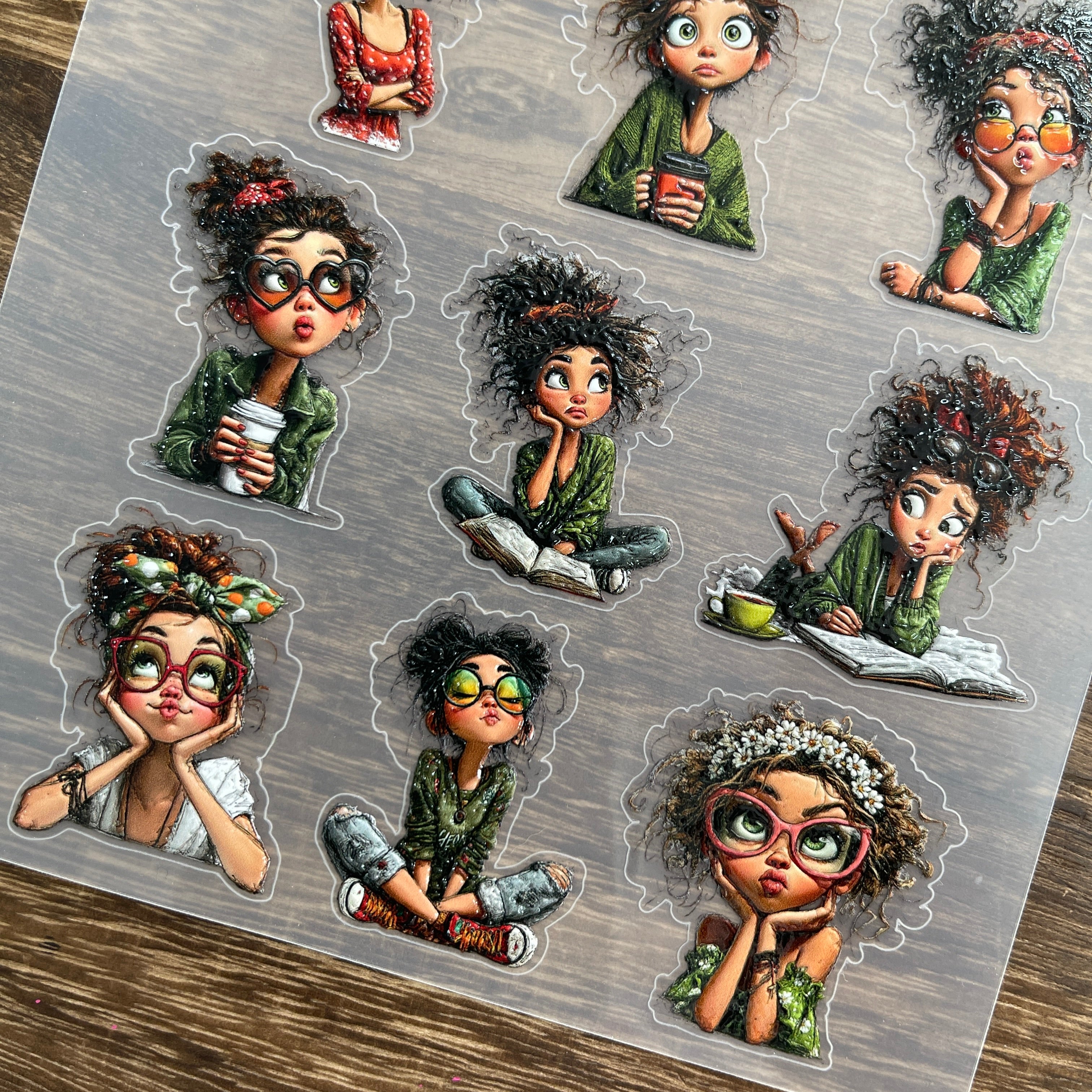 3D Naughty girl PET Stickers 1pcs