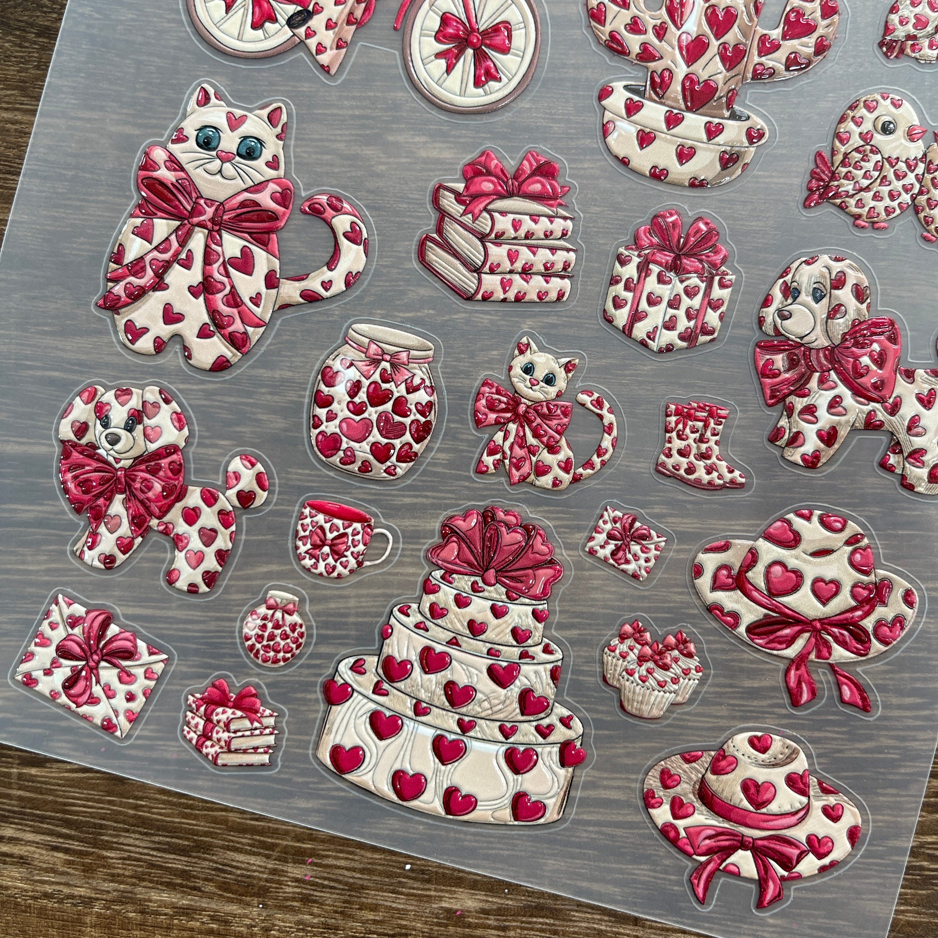 3D Sweet hearts collage PET Stickers 1pcs