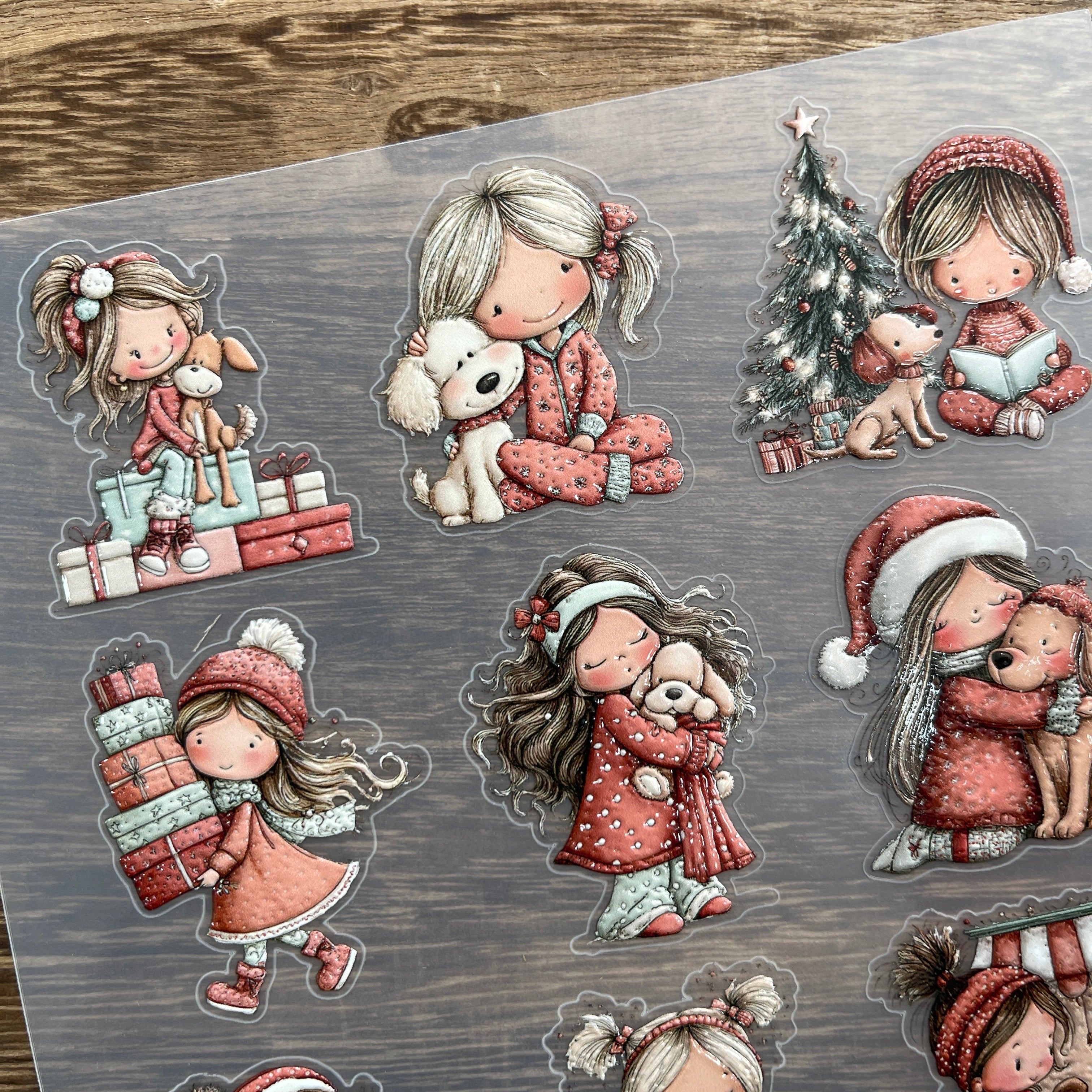 3D Little girl and puppy PET Stickers 1pcs