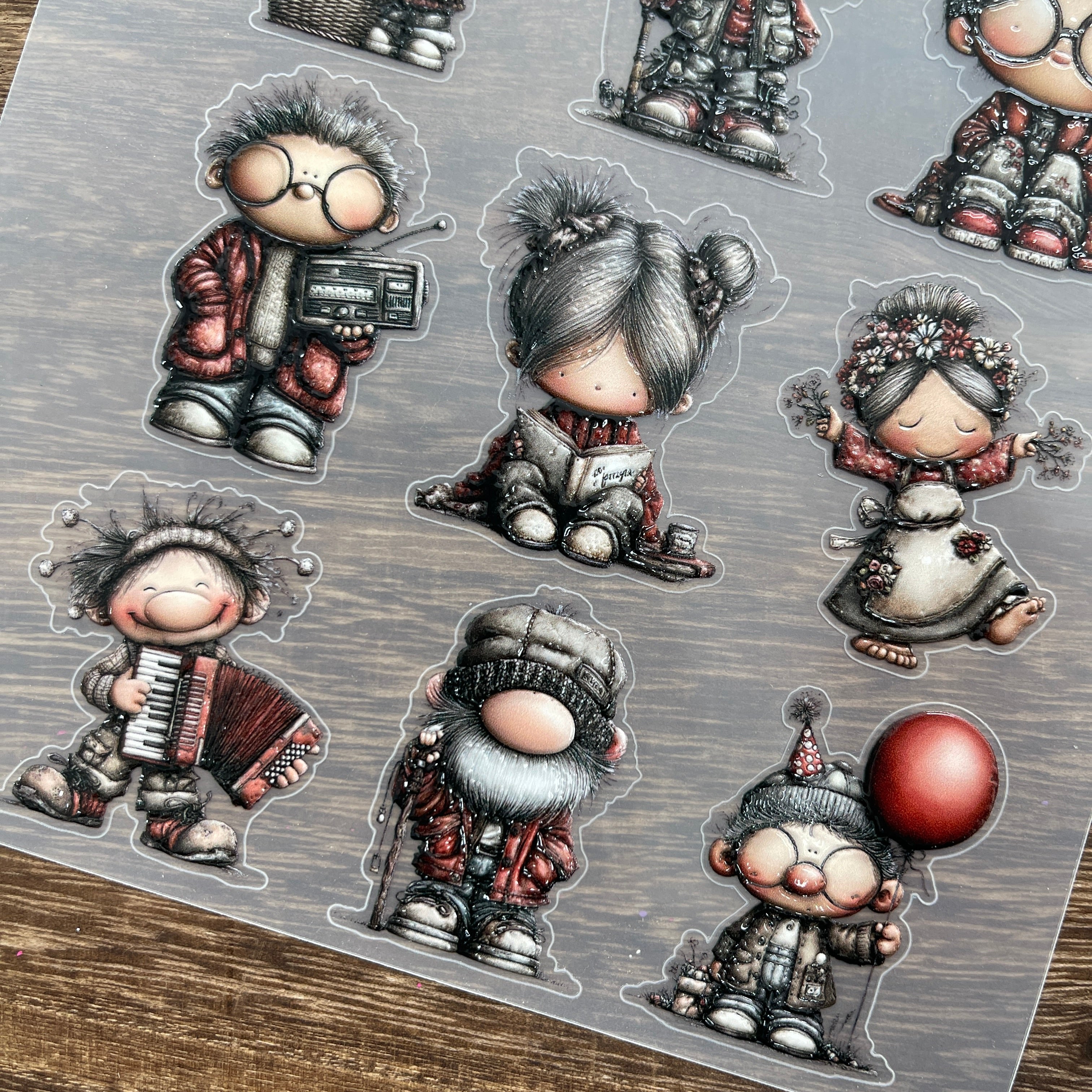 3D Elderly couple PET Stickers 1pcs