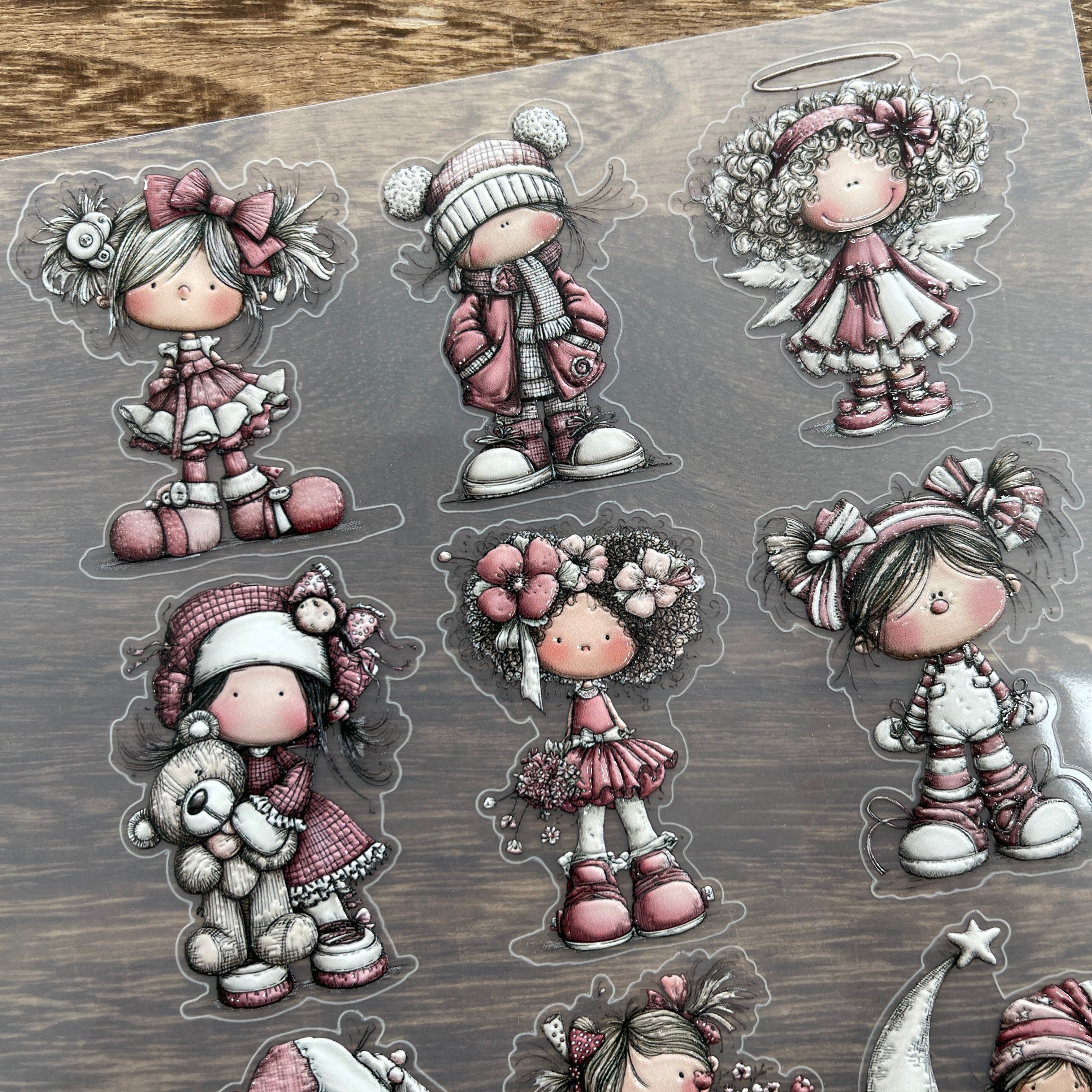 3D Girl doll PET Stickers 1pcs