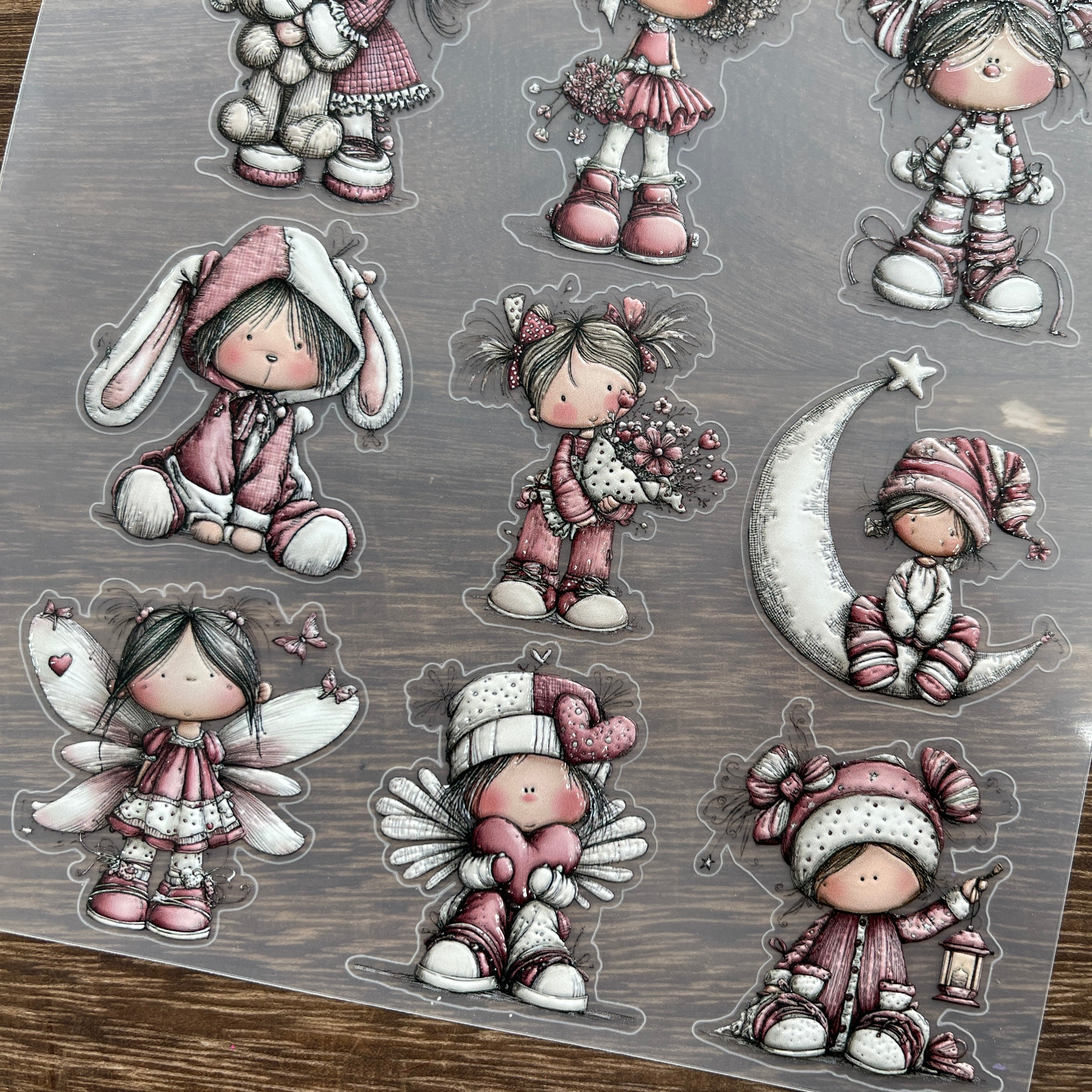 3D Girl doll PET Stickers 1pcs