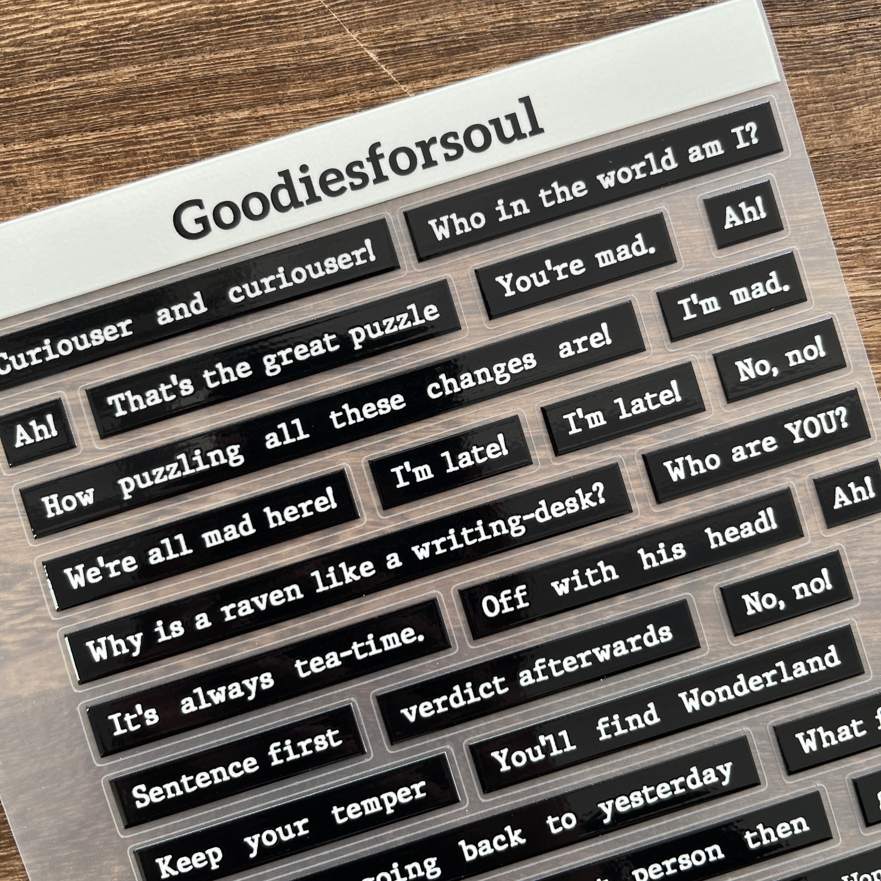 3D Alice in wonderland quotes PET Stickers 1pcs