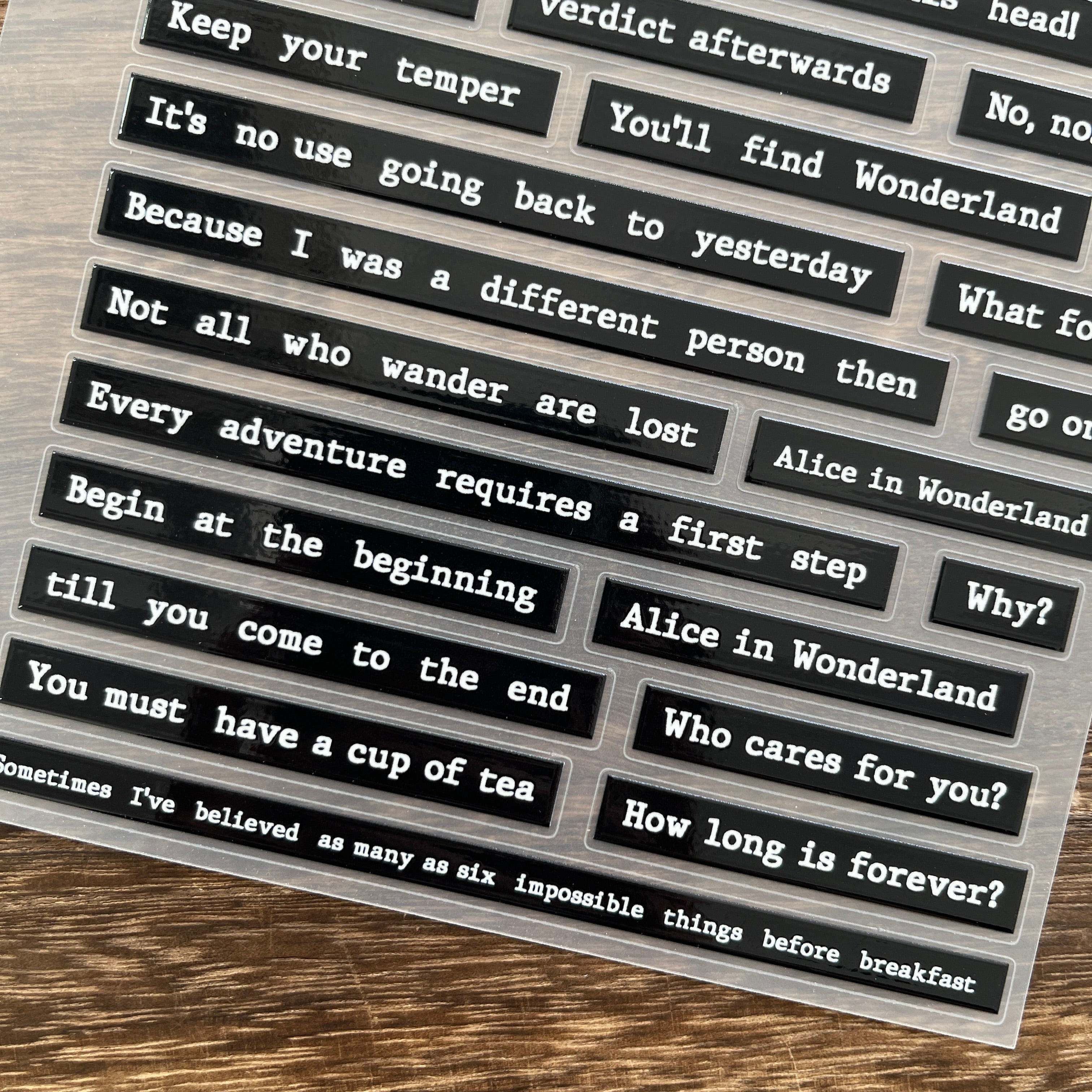 3D Alice in wonderland quotes PET Stickers 1pcs