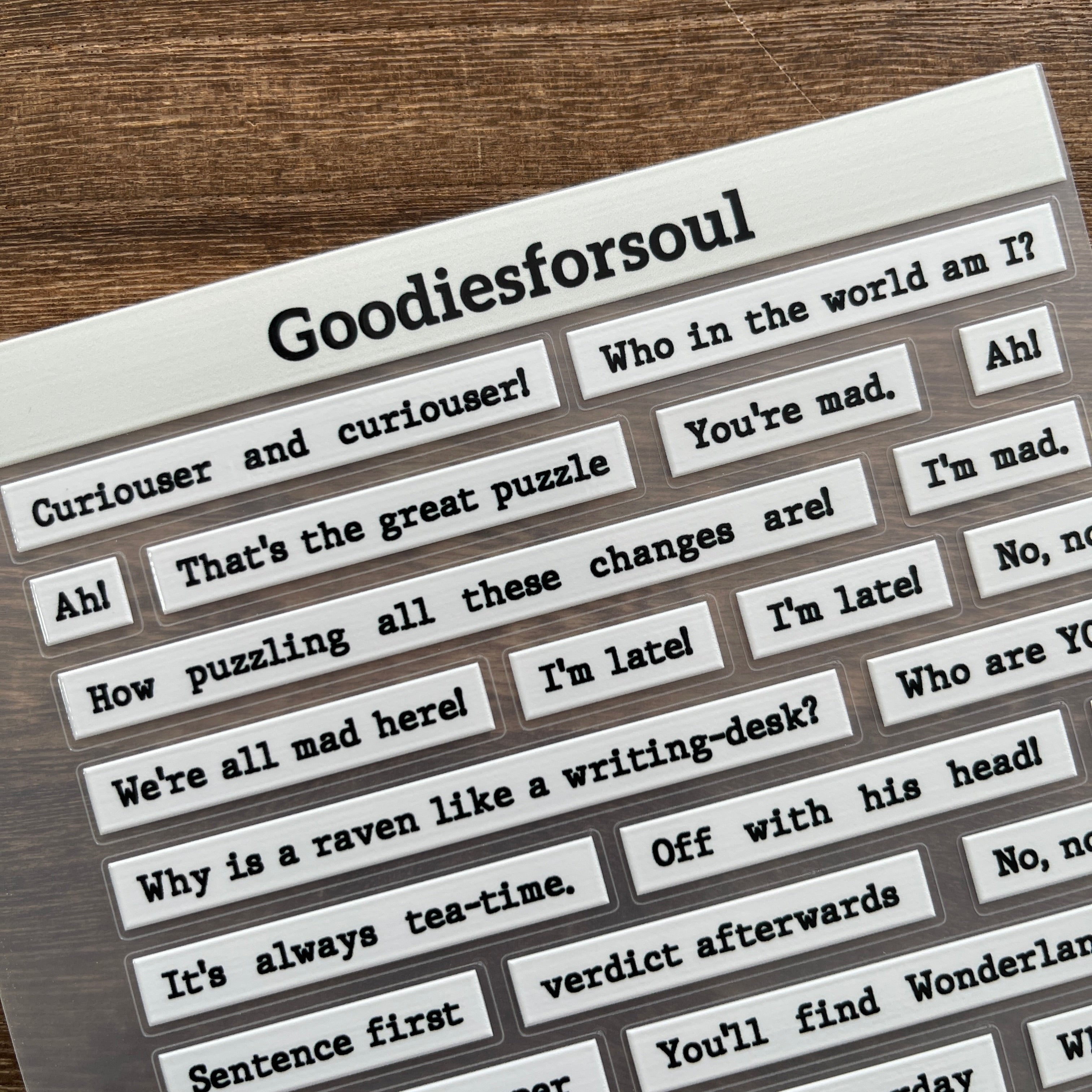 3D Alice in wonderland quotes PET Stickers 1pcs