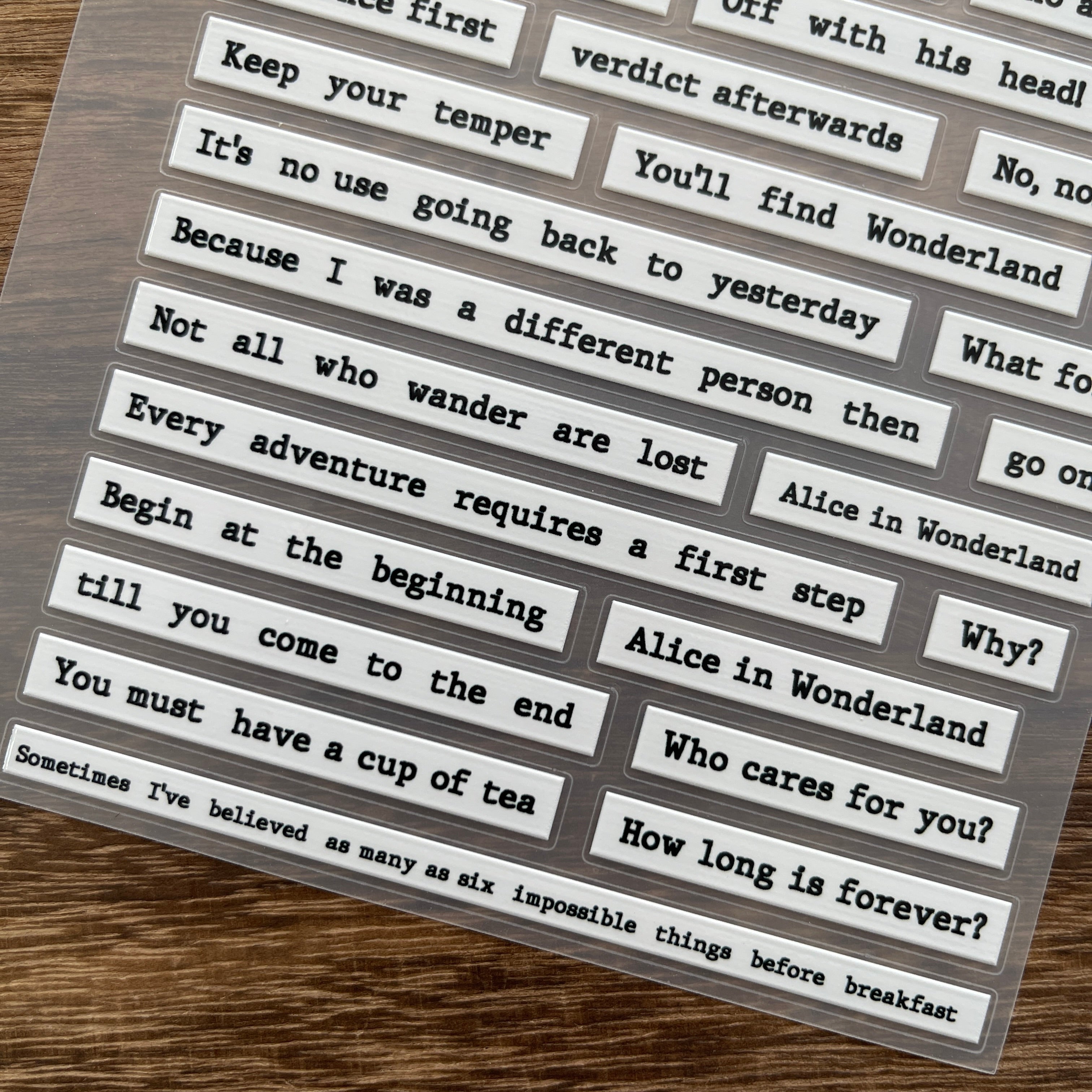 3D Alice in wonderland quotes PET Stickers 1pcs