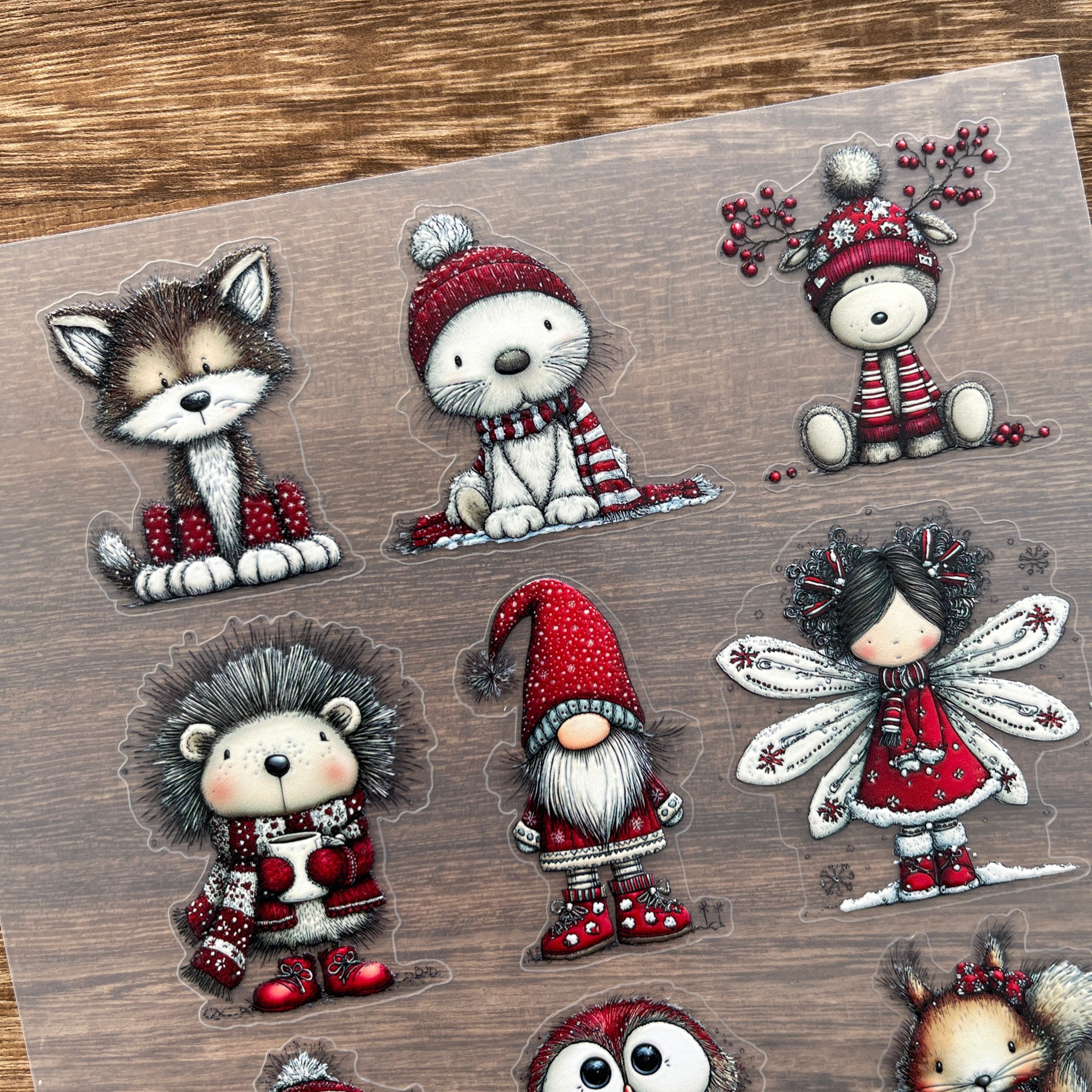3D Cute christmas animals PET Stickers 1pcs