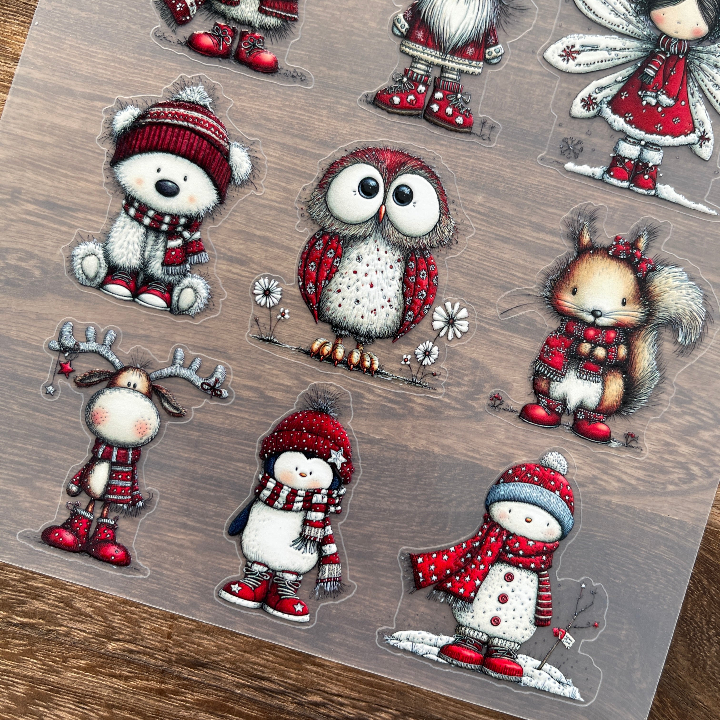 3D Cute christmas animals PET Stickers 1pcs