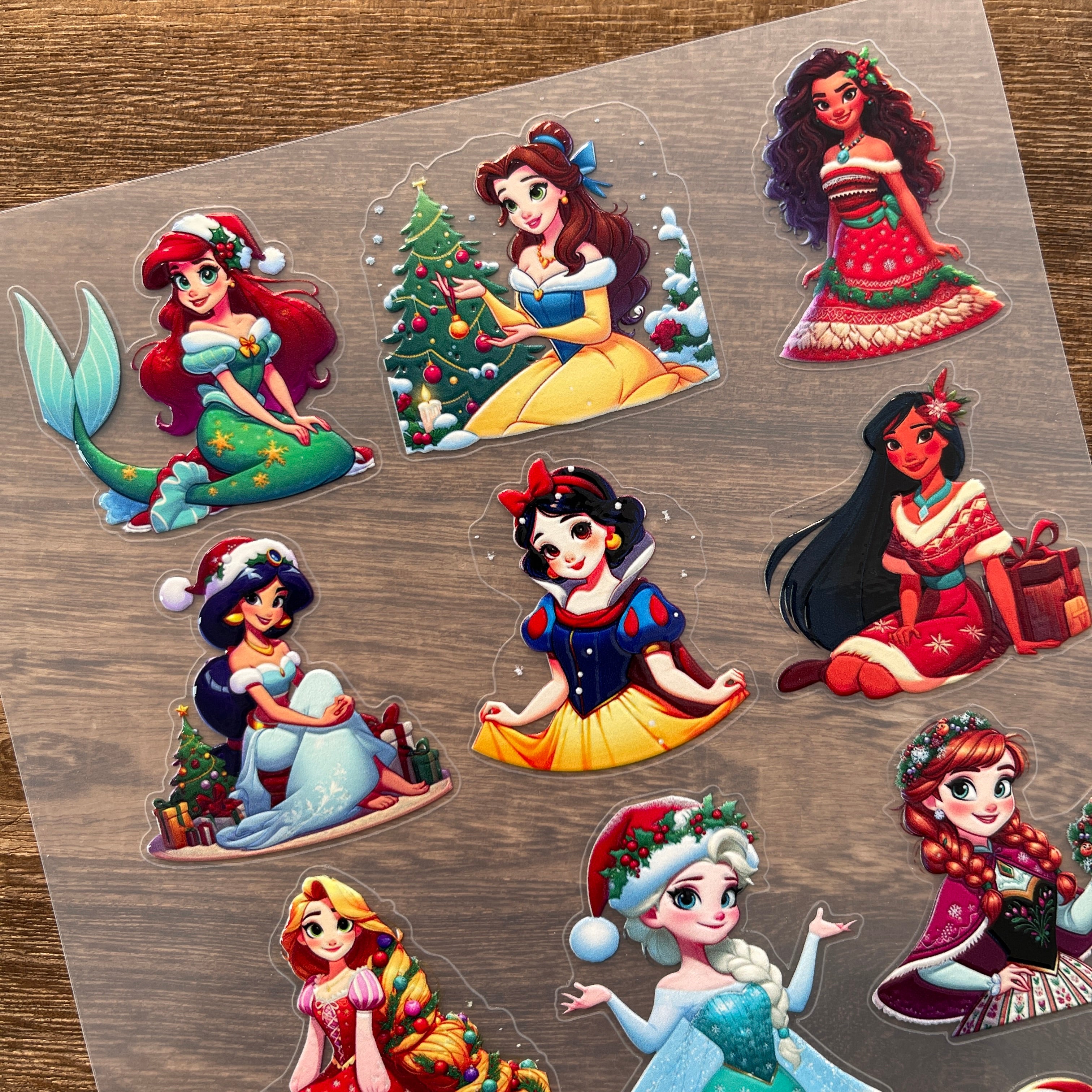 3D Christmas Princess PET Stickers 1pcs