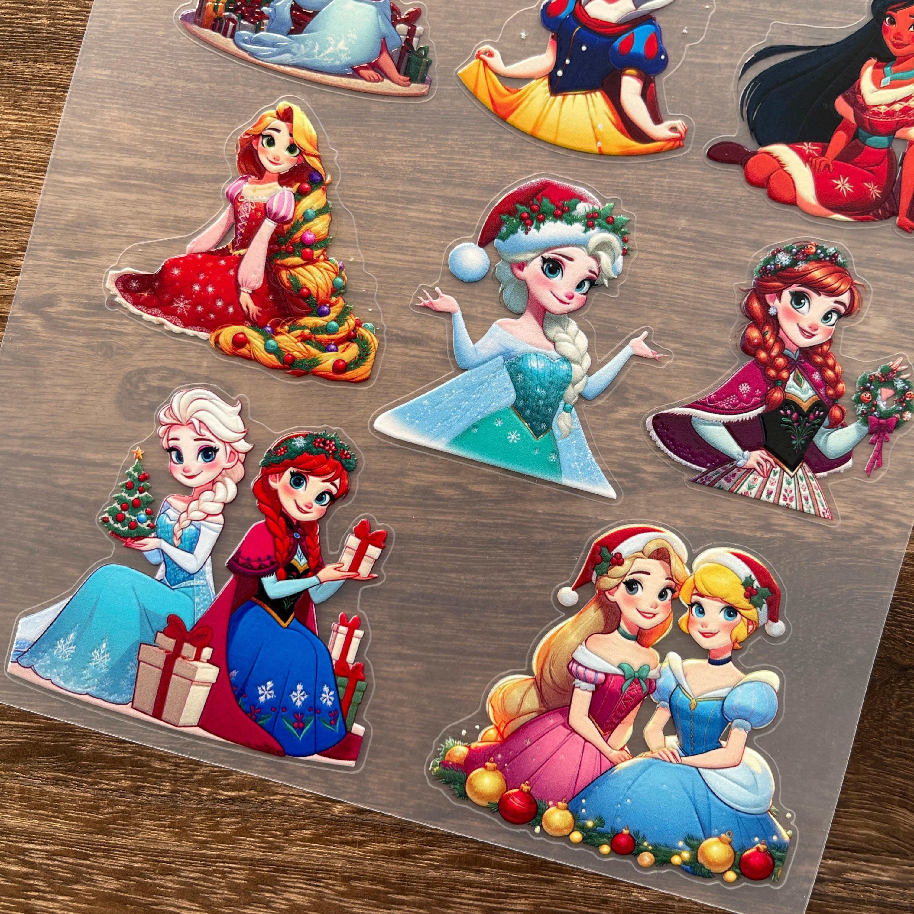 3D Christmas Princess PET Stickers 1pcs