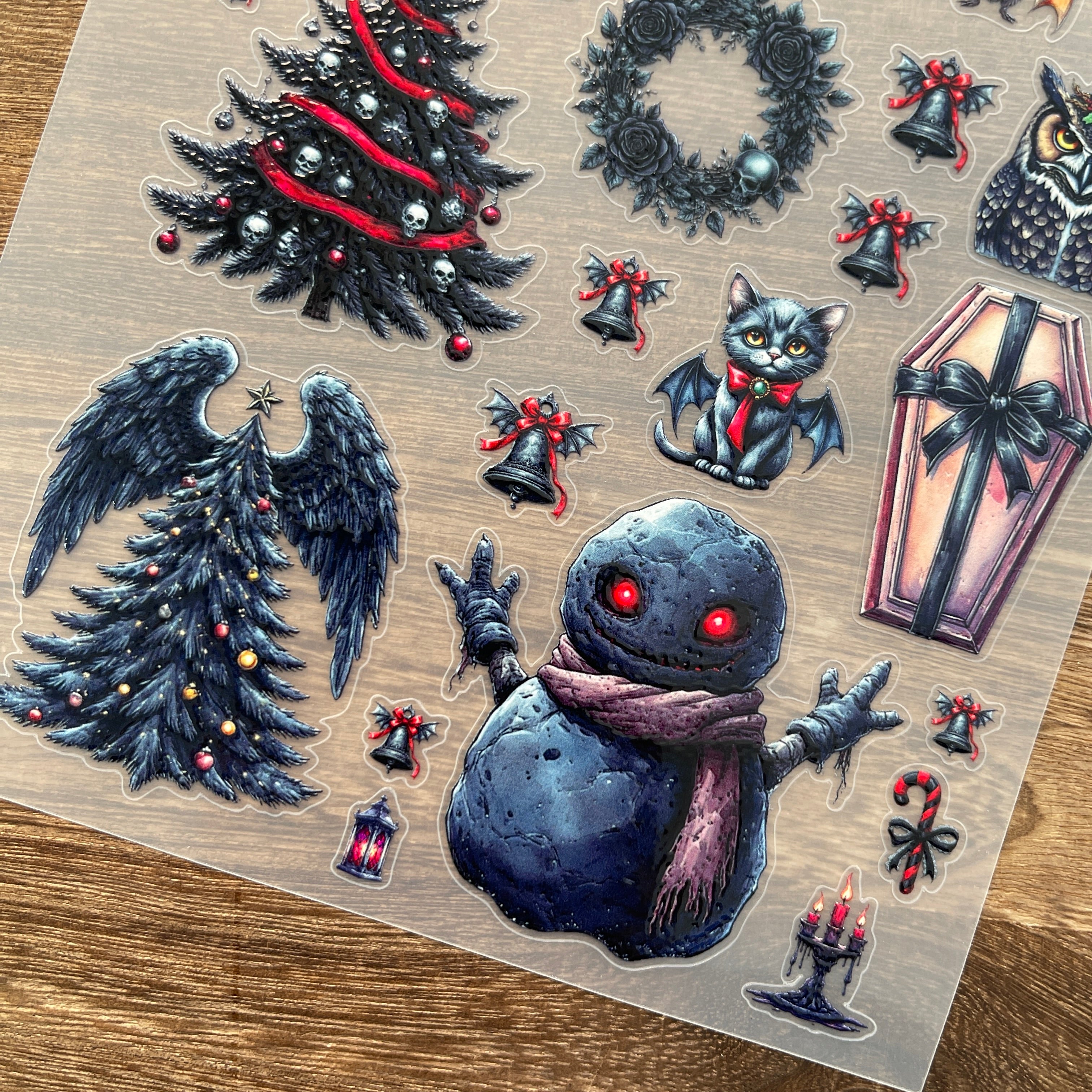 3D Dark christmas PET Stickers 1pcs