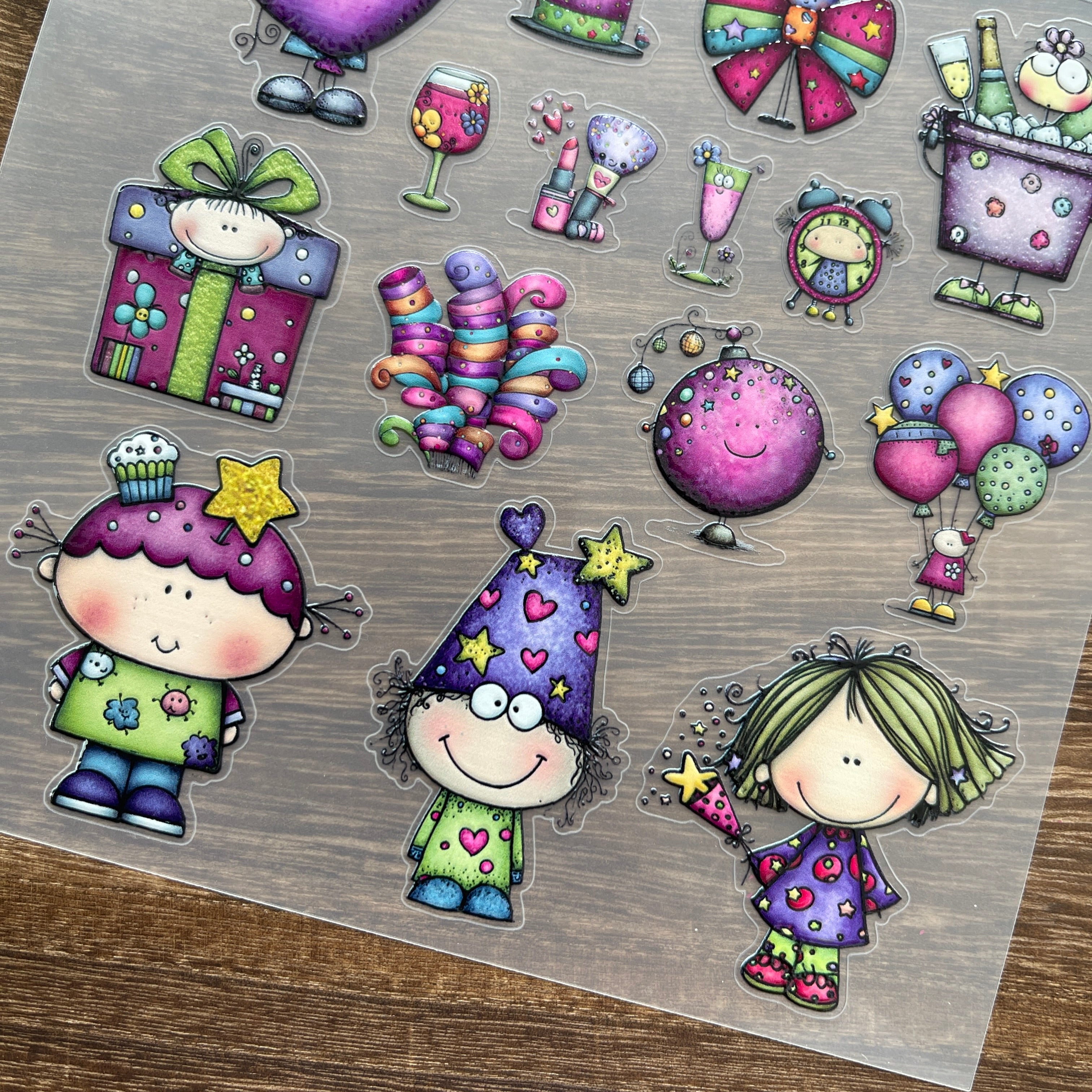 3D Purple 2026 New Year Girl PET Stickers 1pcs