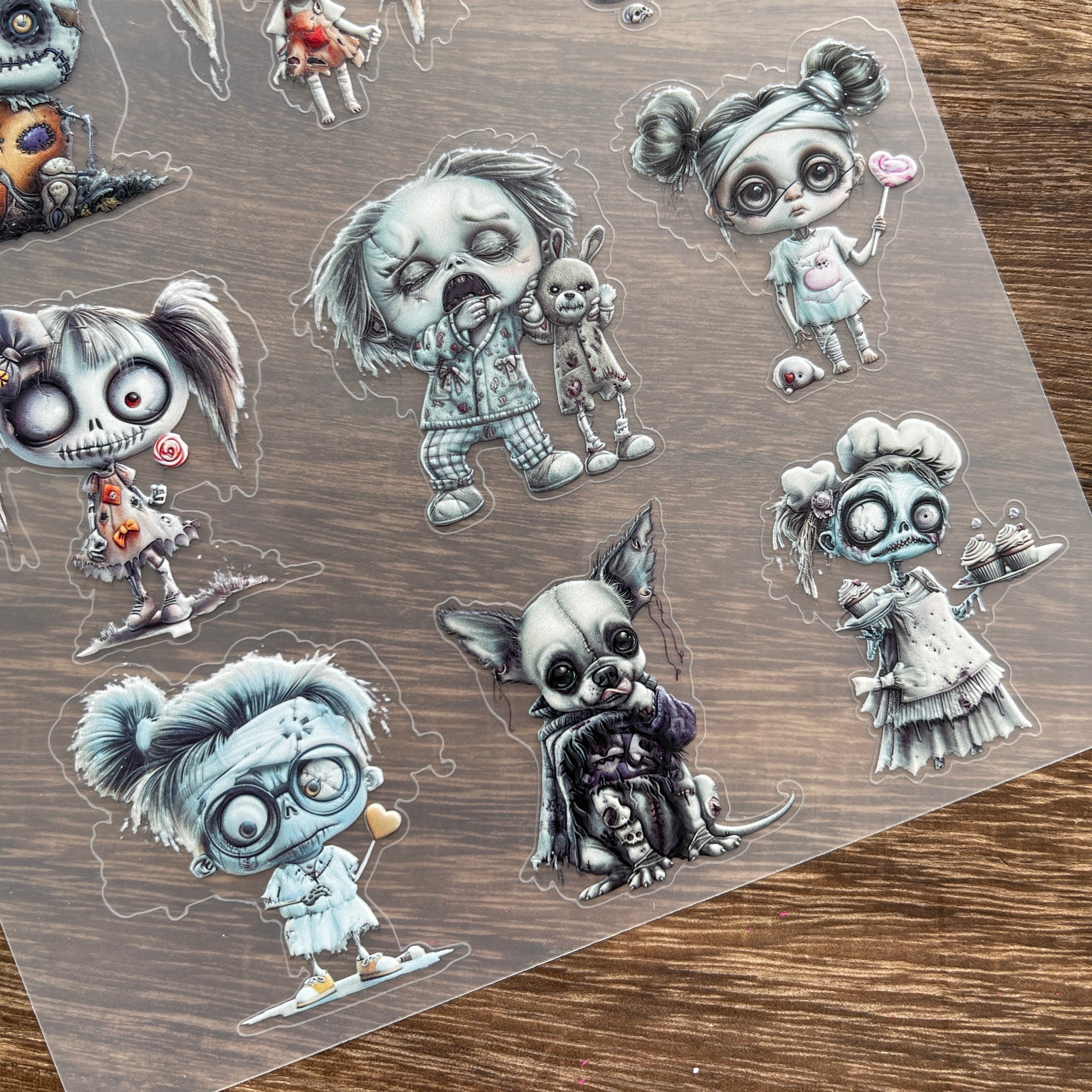 3D Dark doll PET Stickers 1pcs