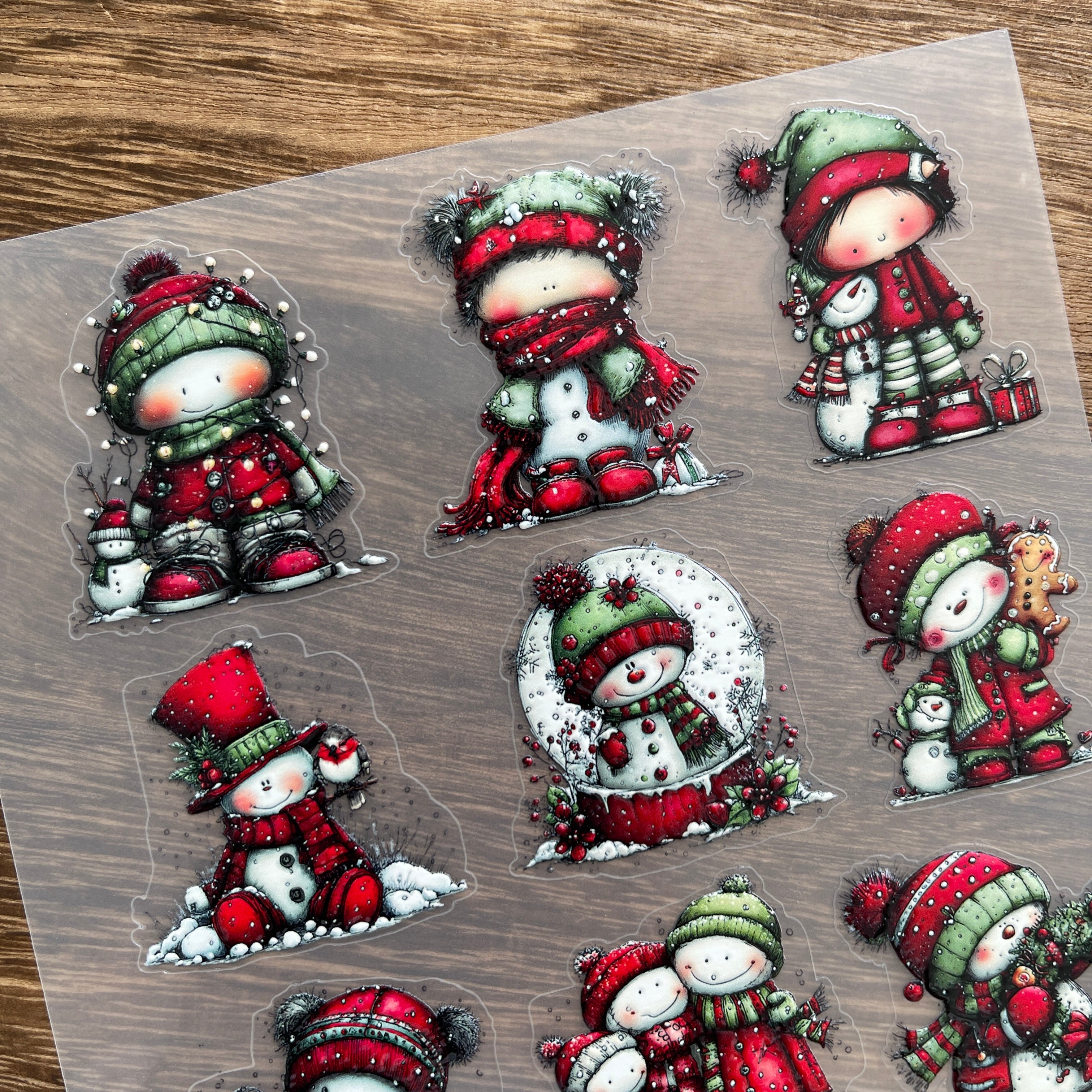 3D Red christmas PET Stickers 1pcs