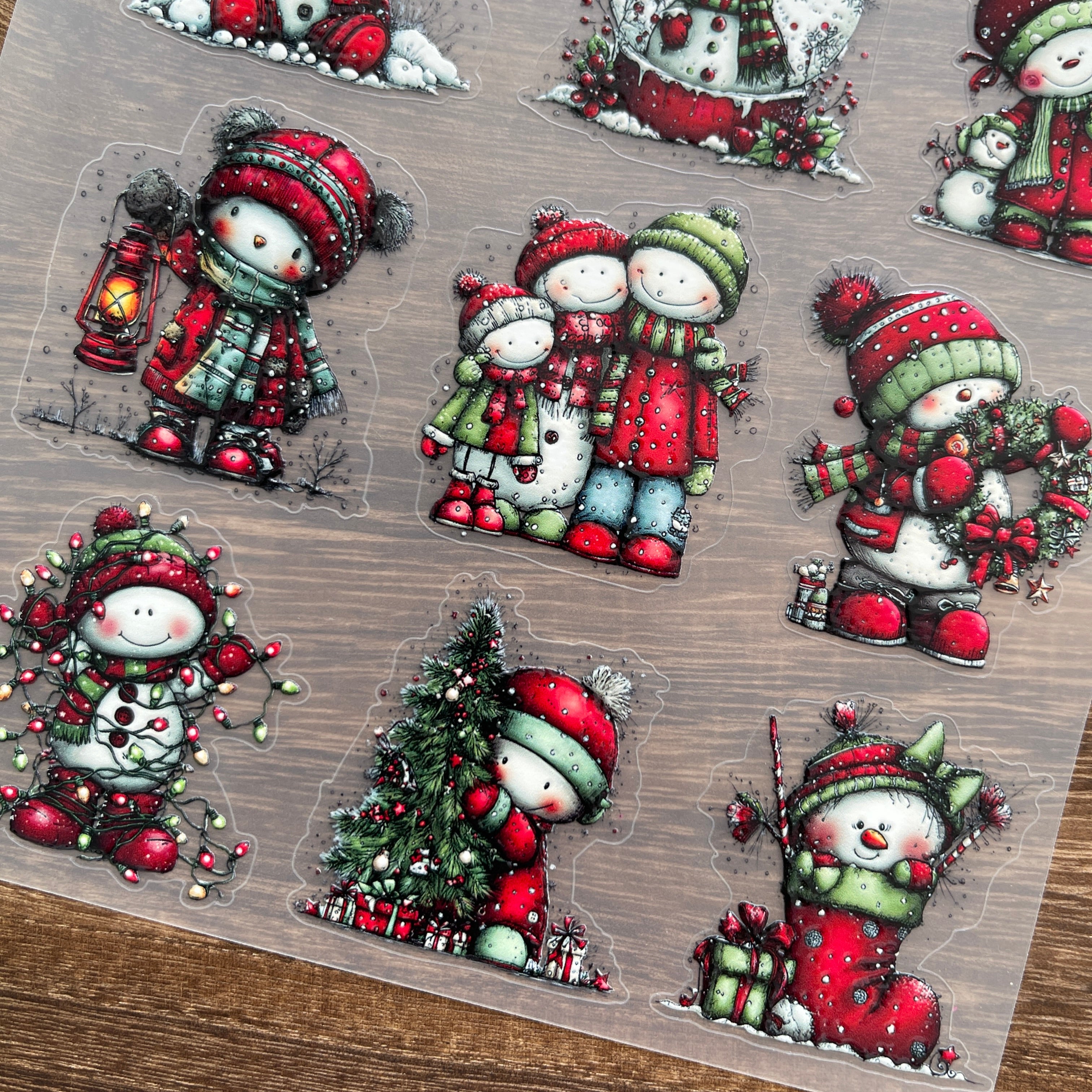 3D Red christmas PET Stickers 1pcs