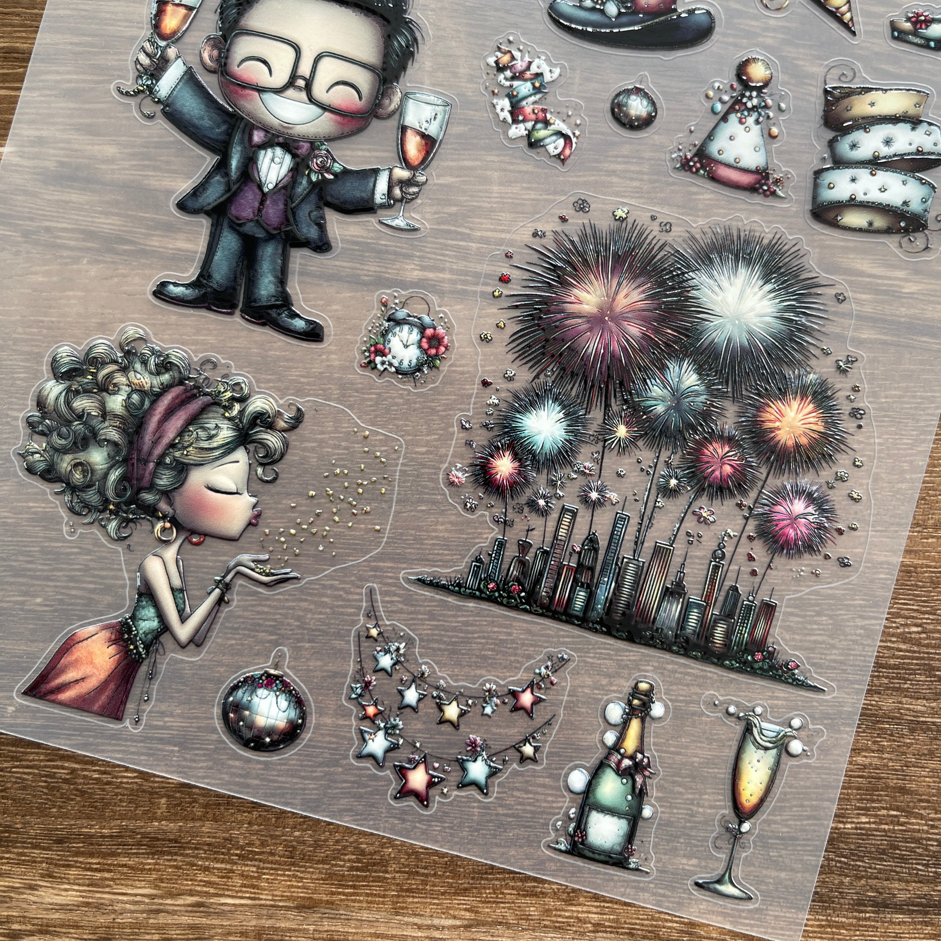 3D Celebrating 2026 PET Stickers 1pcs