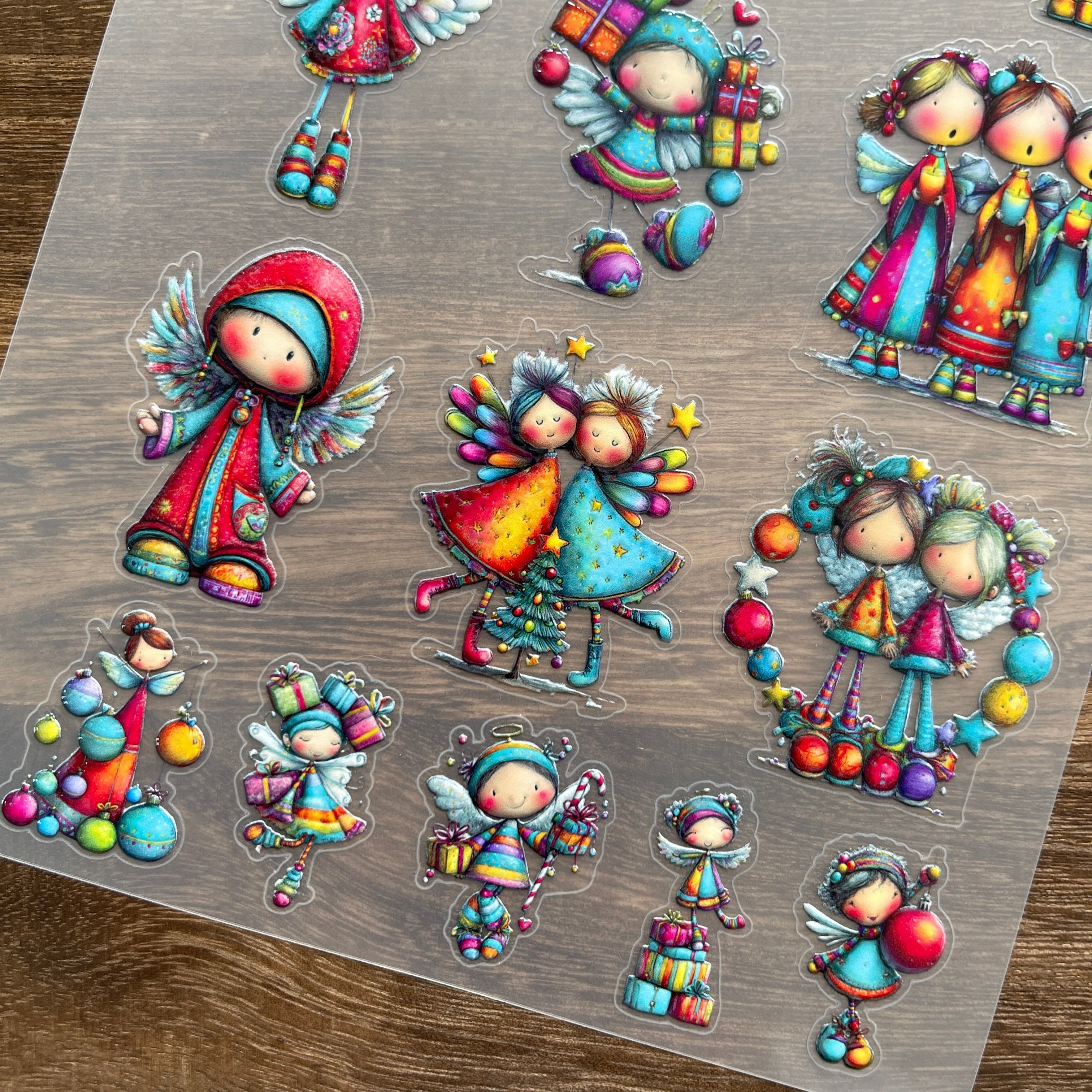 3D Colorful Christmas PET Stickers 1pcs