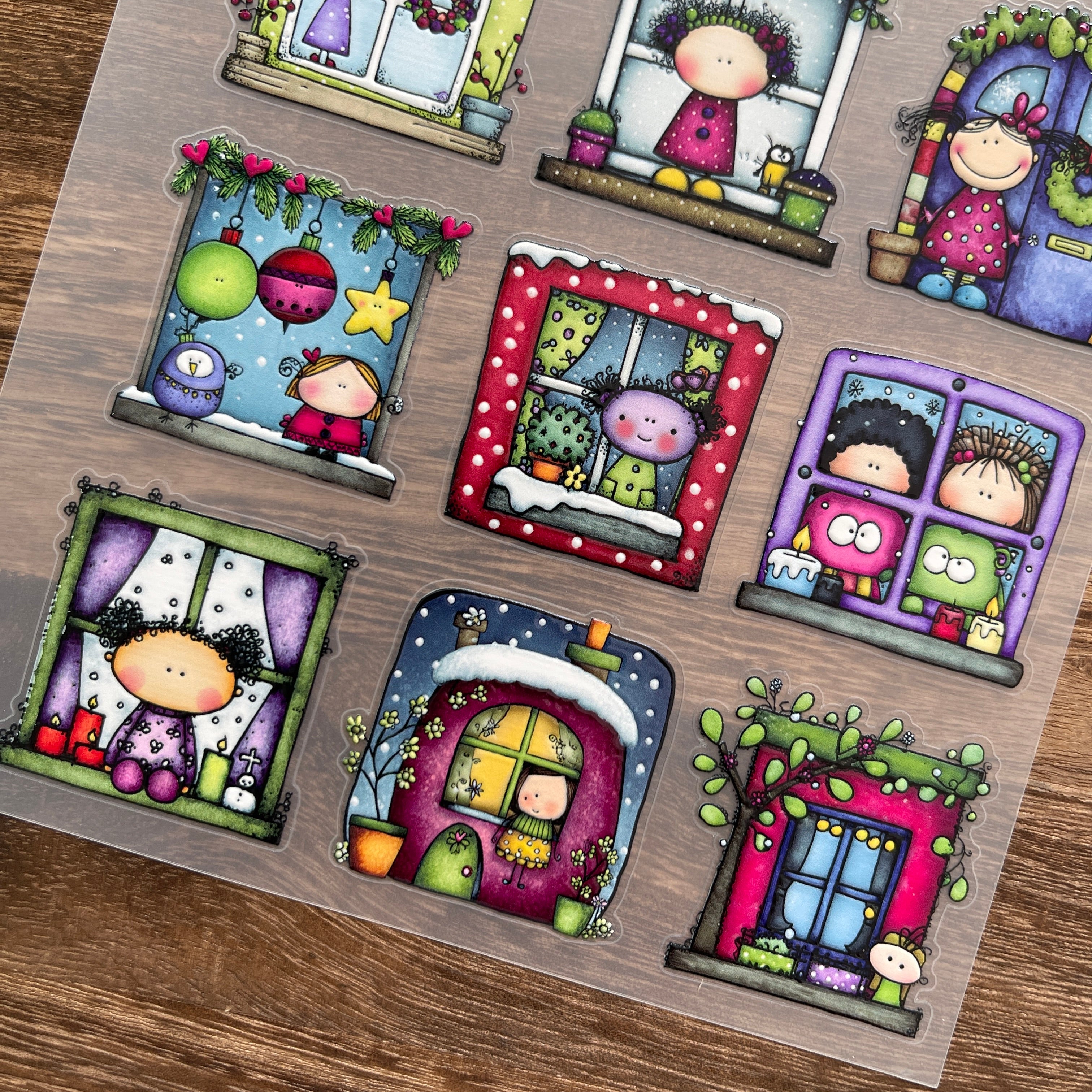 3D Cartoon christmas window PET Stickers 1pcs