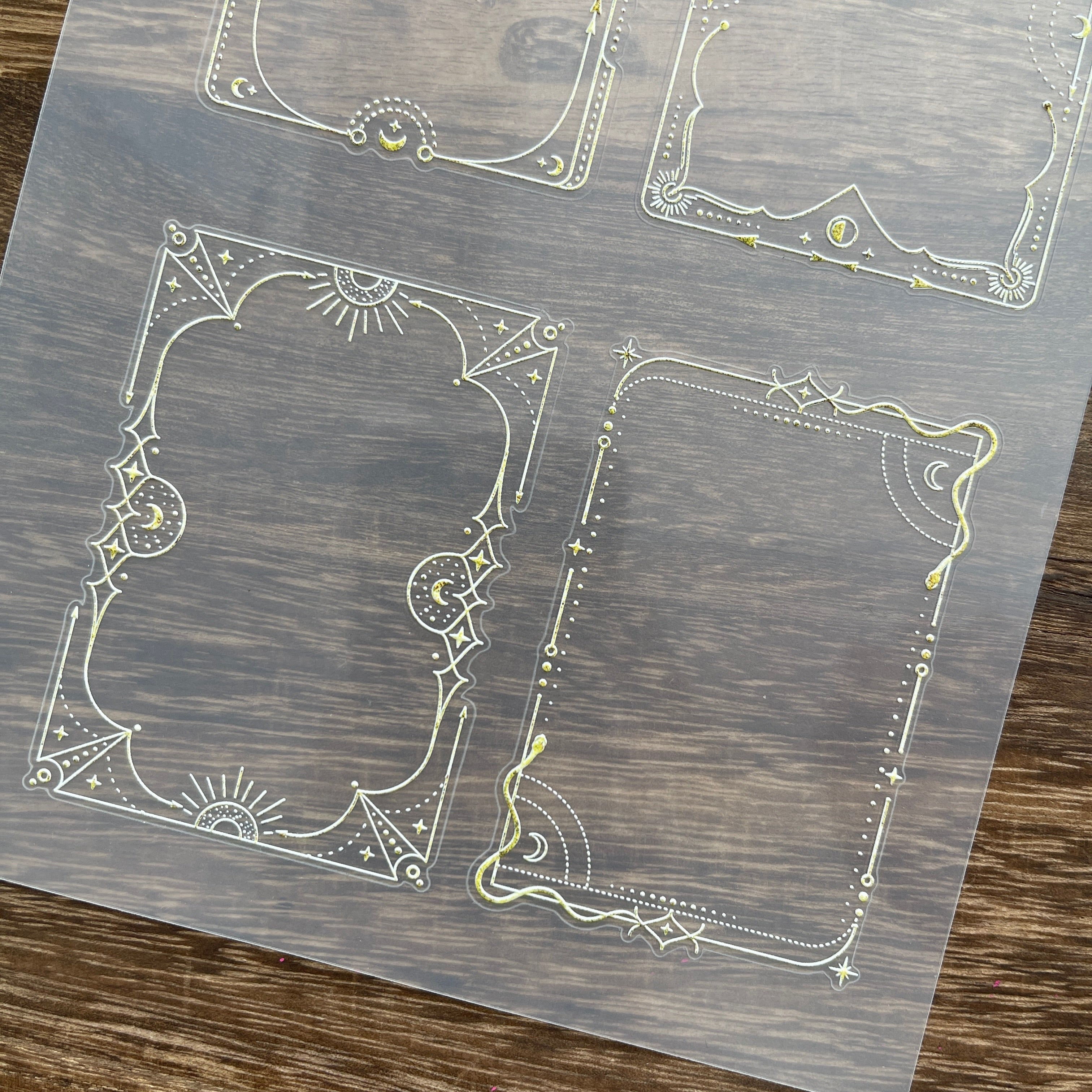 3D Tarot border lines PET Stickers 1pcs
