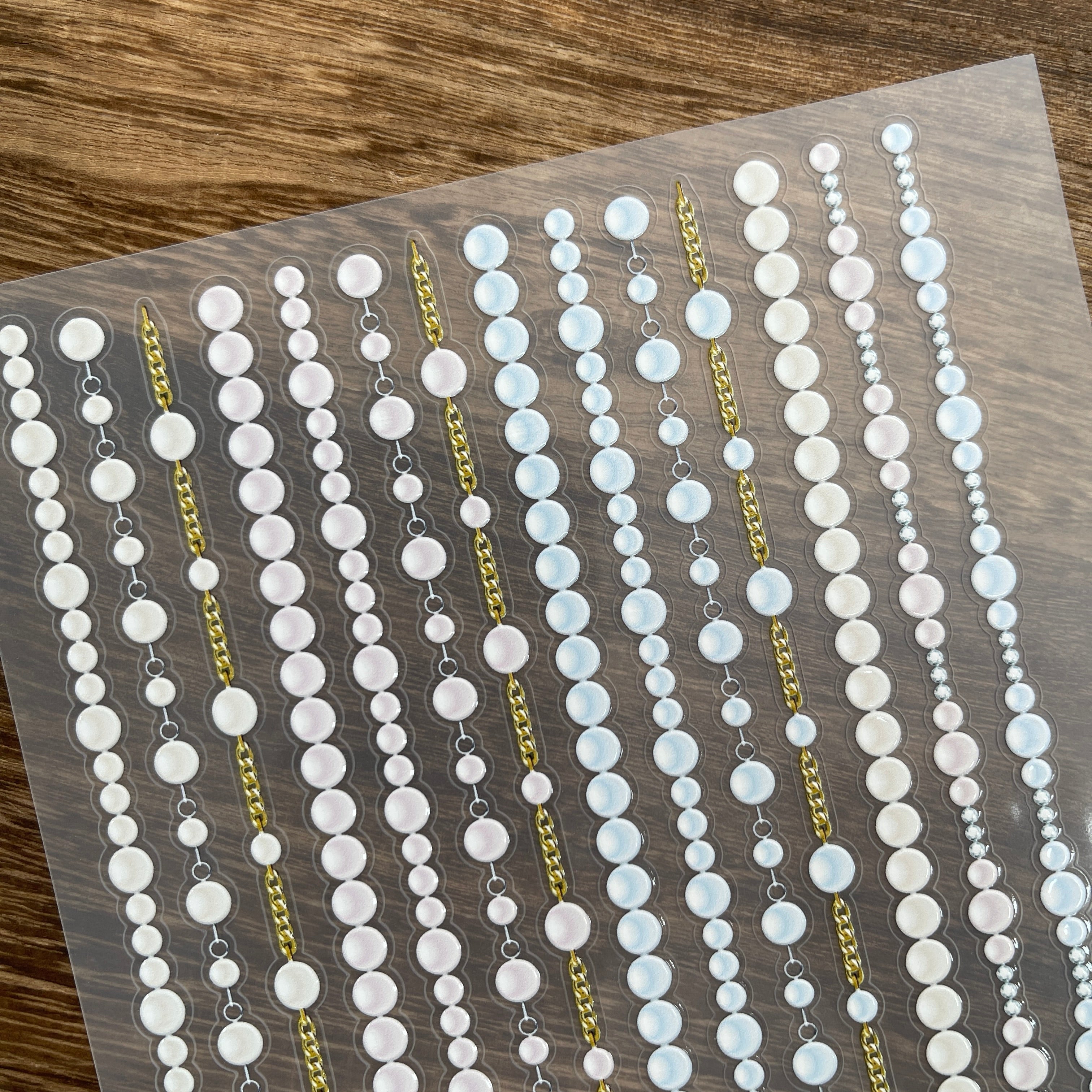 3D Pearl necklace PET Stickers 1pcs