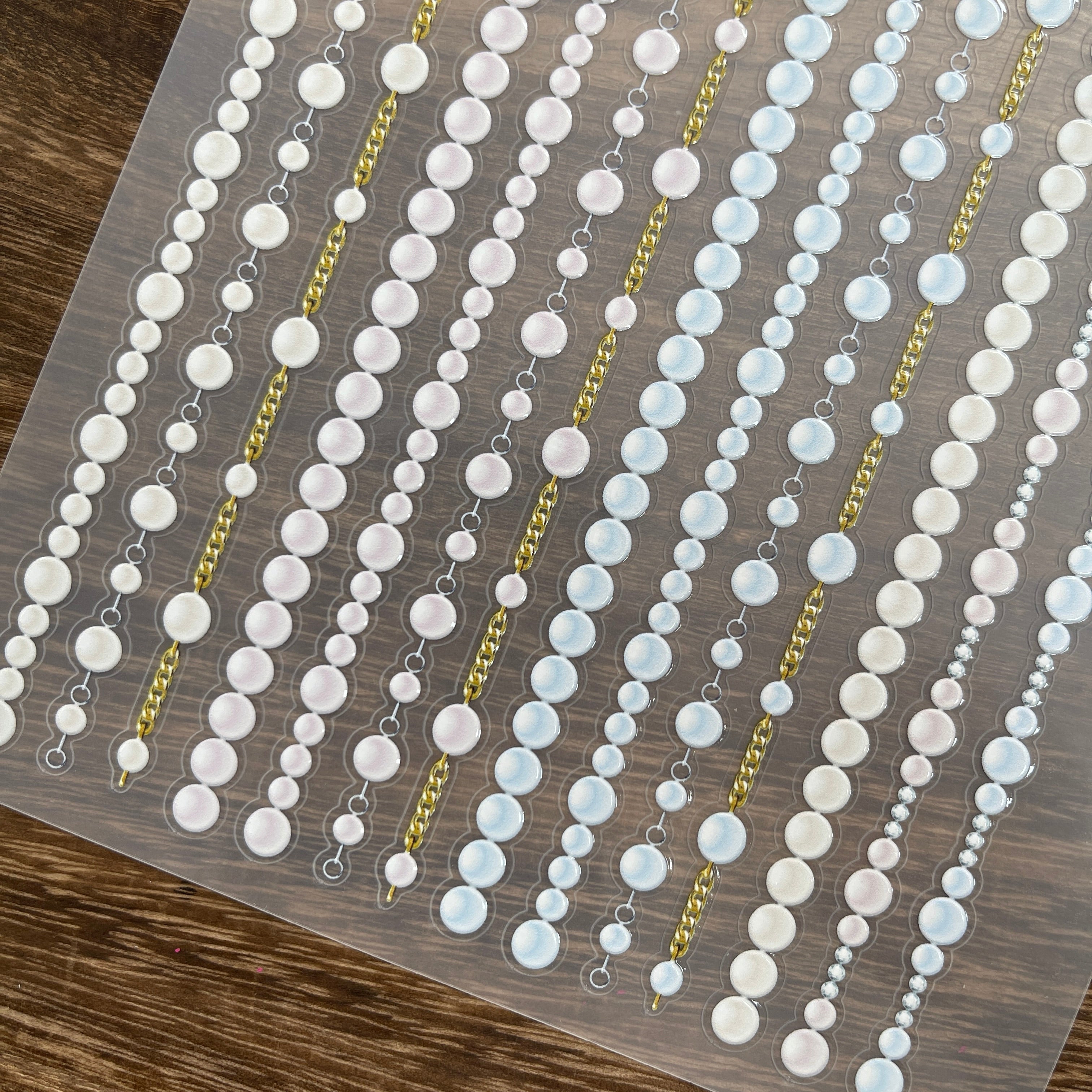 3D Pearl necklace PET Stickers 1pcs