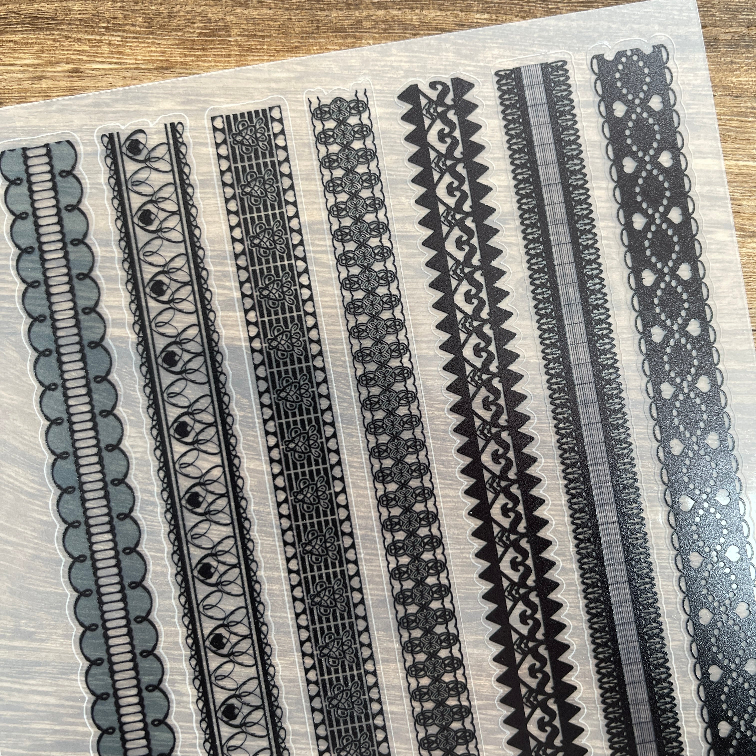 3D Black lace PET Stickers 1pcs