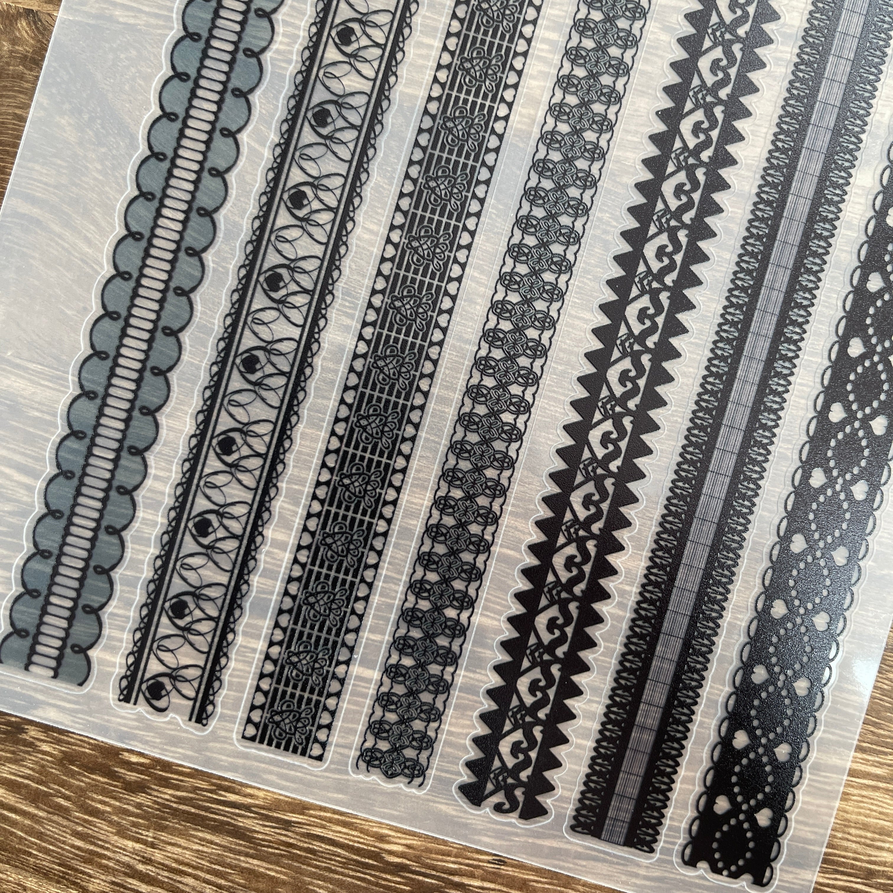 3D Black lace PET Stickers 1pcs