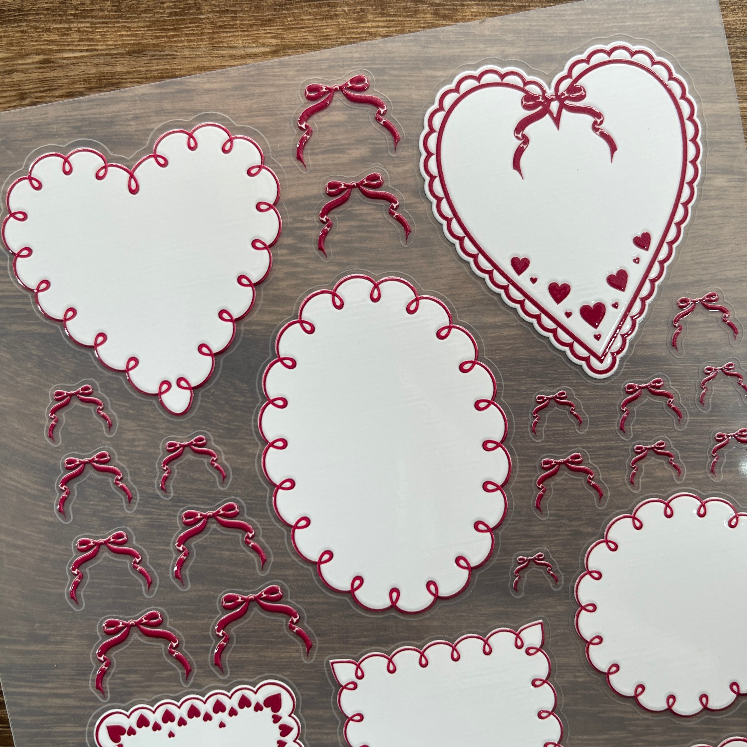 3D Hand-painted heart-shaped border PET Stickers 1pcs