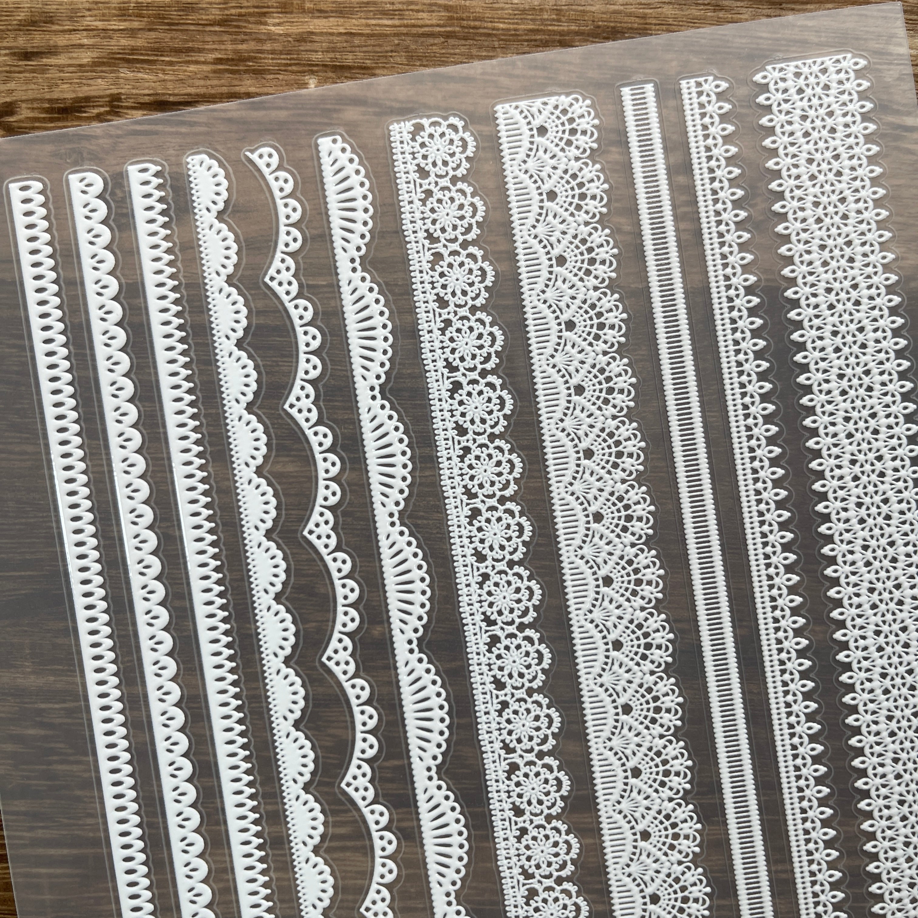 3D White lace PET Stickers 1pcs