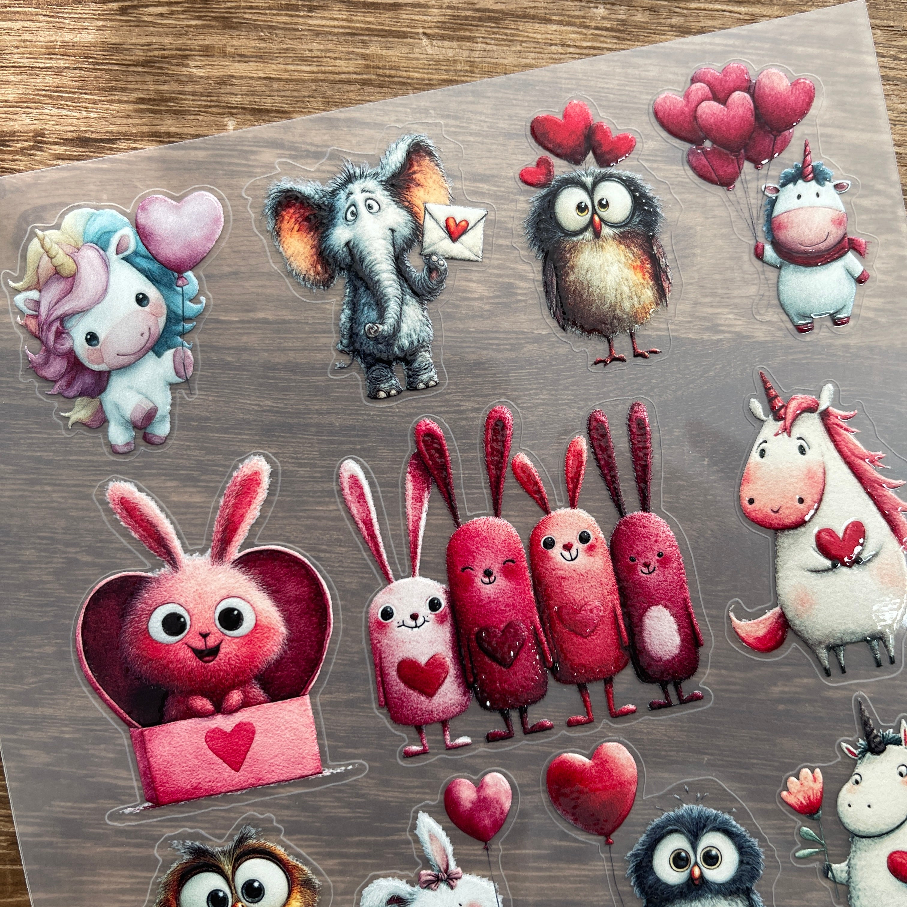 3D Valentine's Day Animals PET Stickers 1pcs