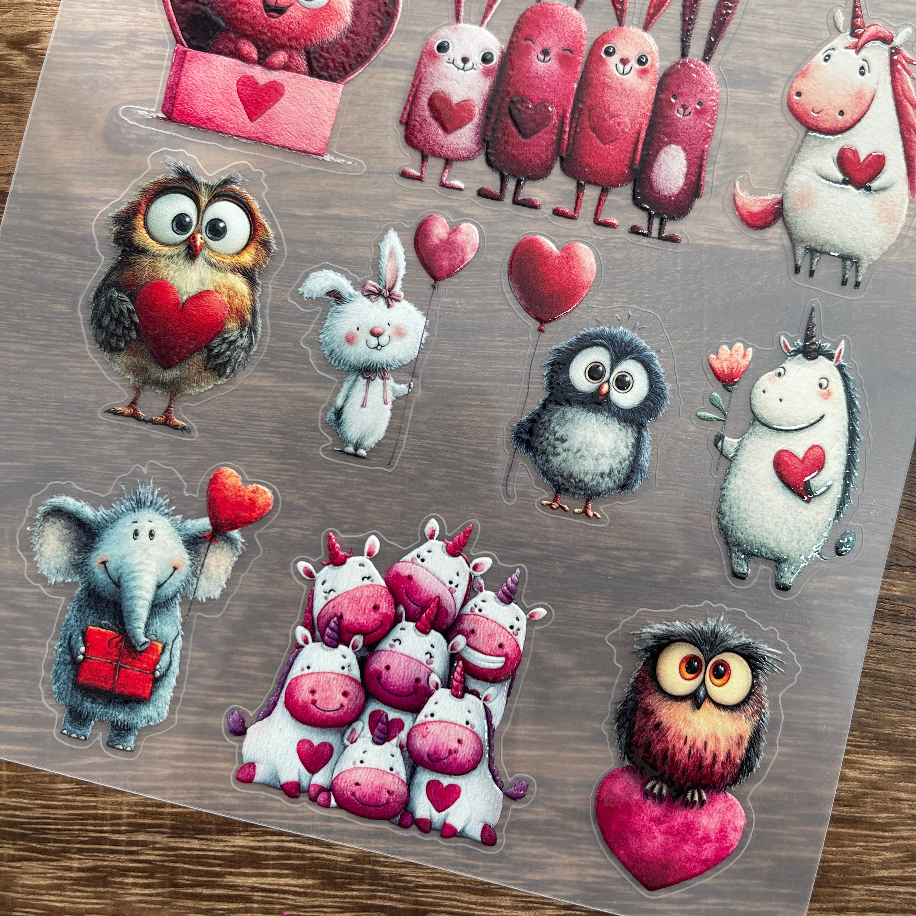 3D Valentine's Day Animals PET Stickers 1pcs