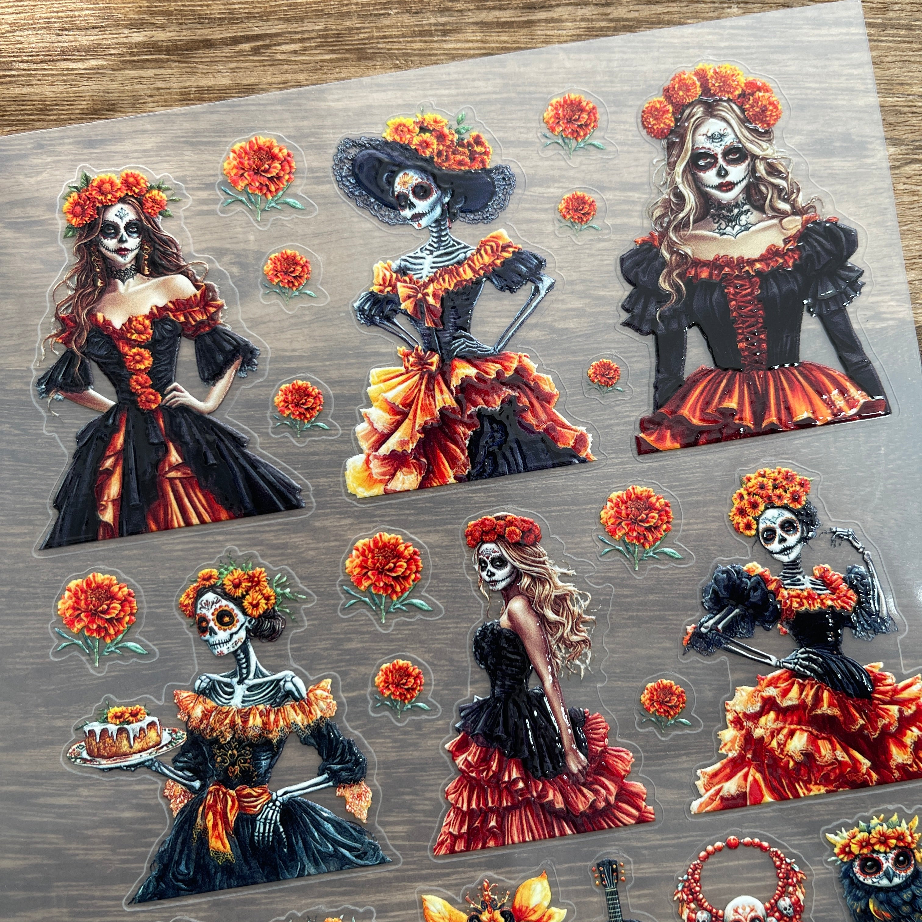 3D Day of the dead PET Stickers 1pcs
