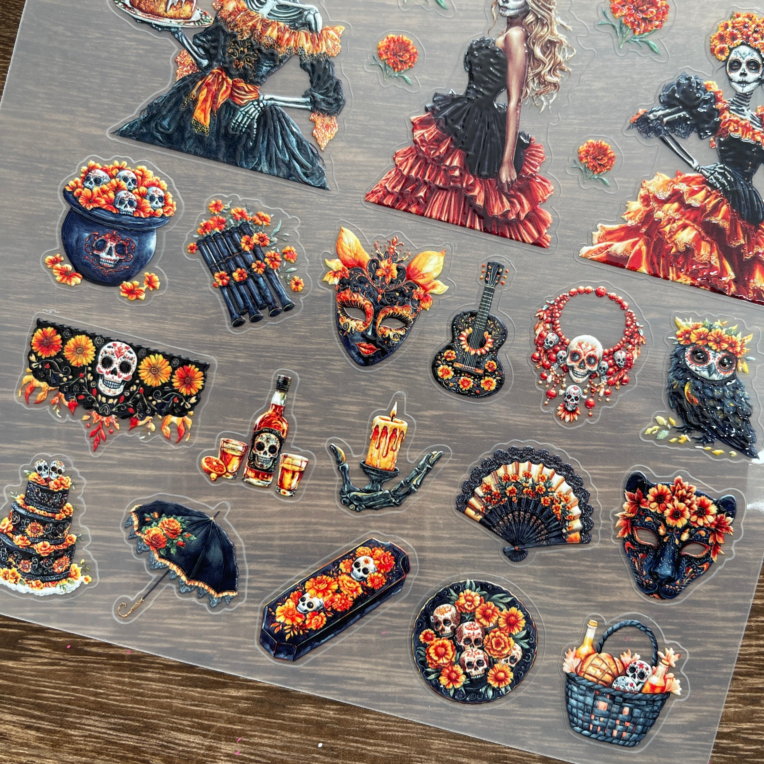 3D Day of the dead PET Stickers 1pcs