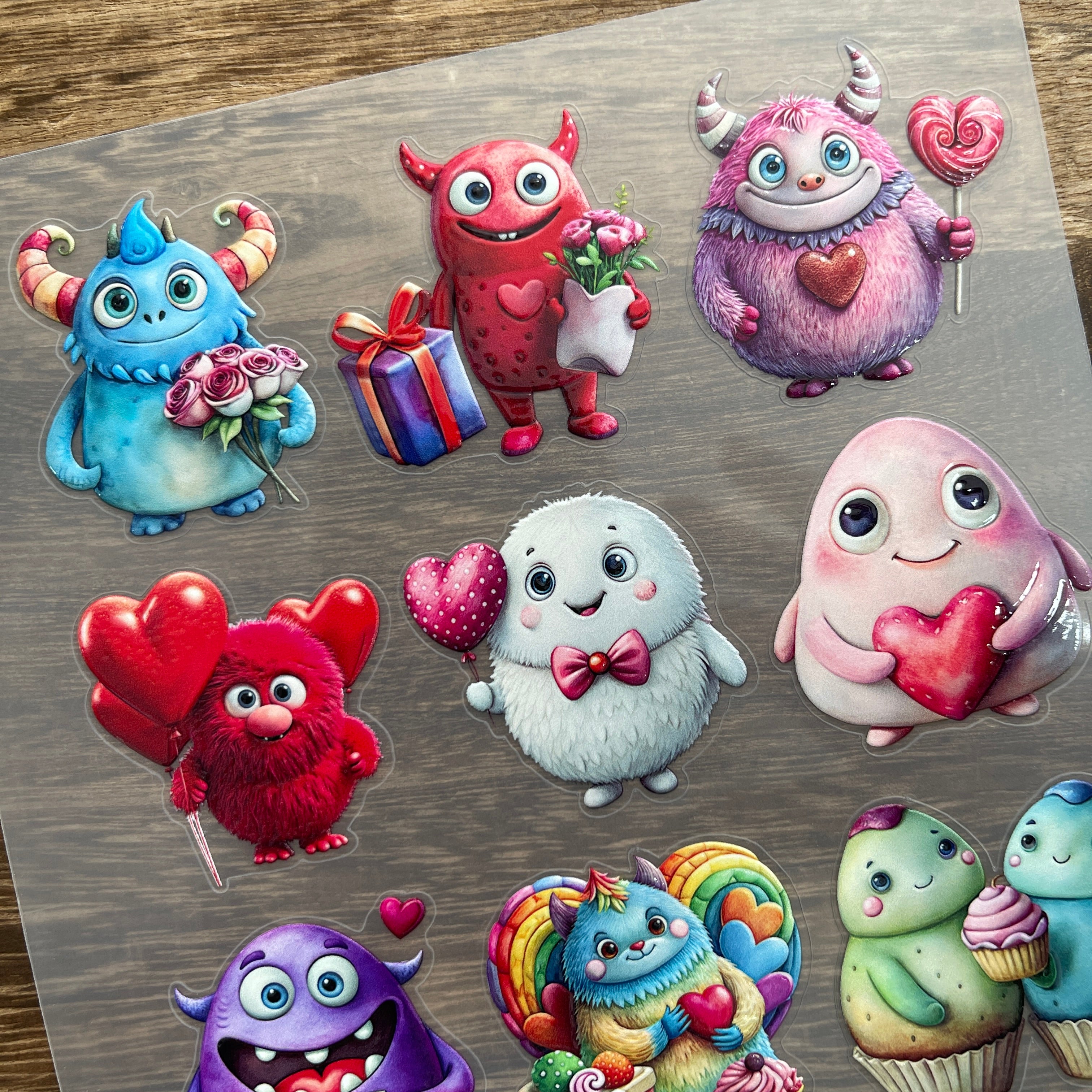 3D Valentine's Day Monster PET Stickers 1pcs