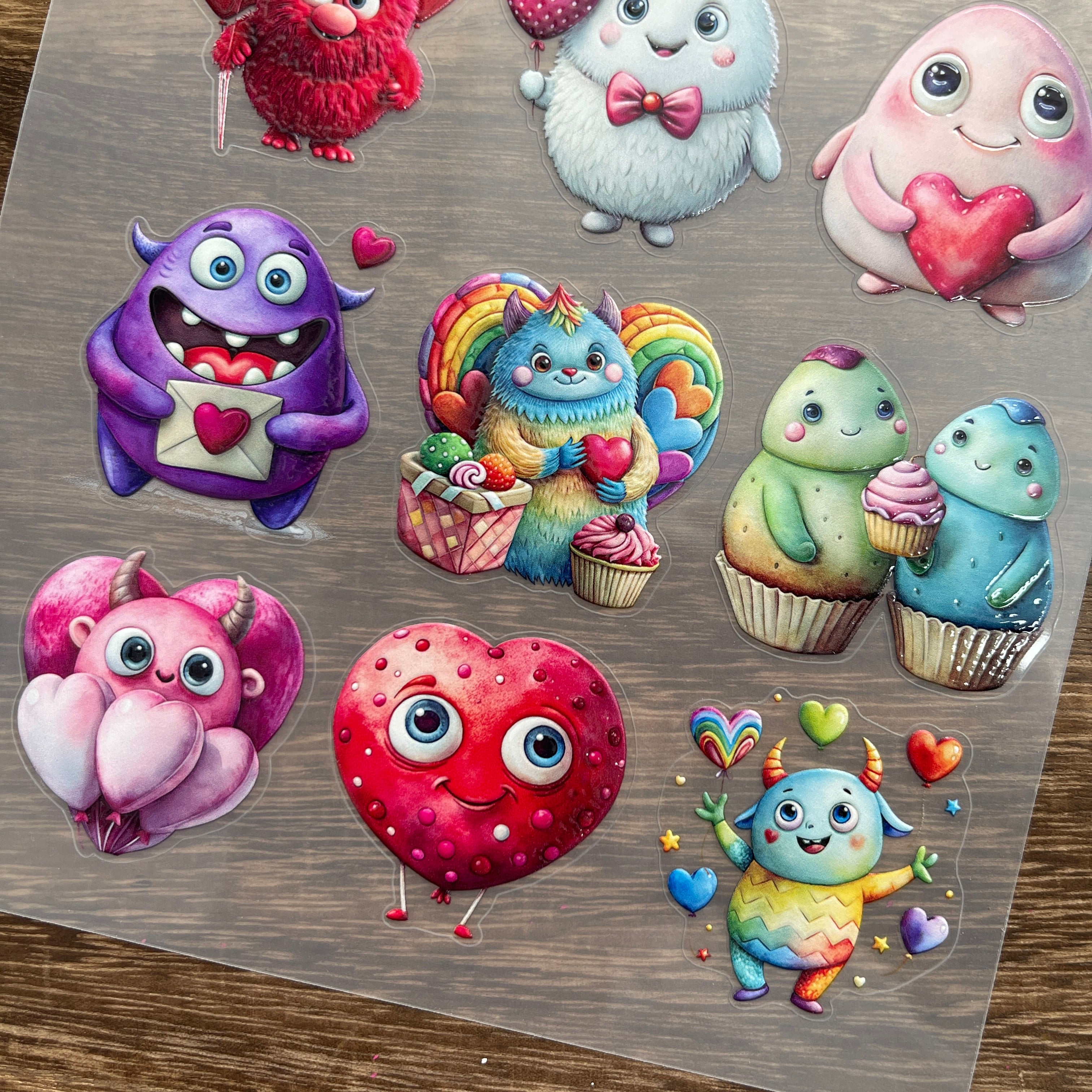 3D Valentine's Day Monster PET Stickers 1pcs