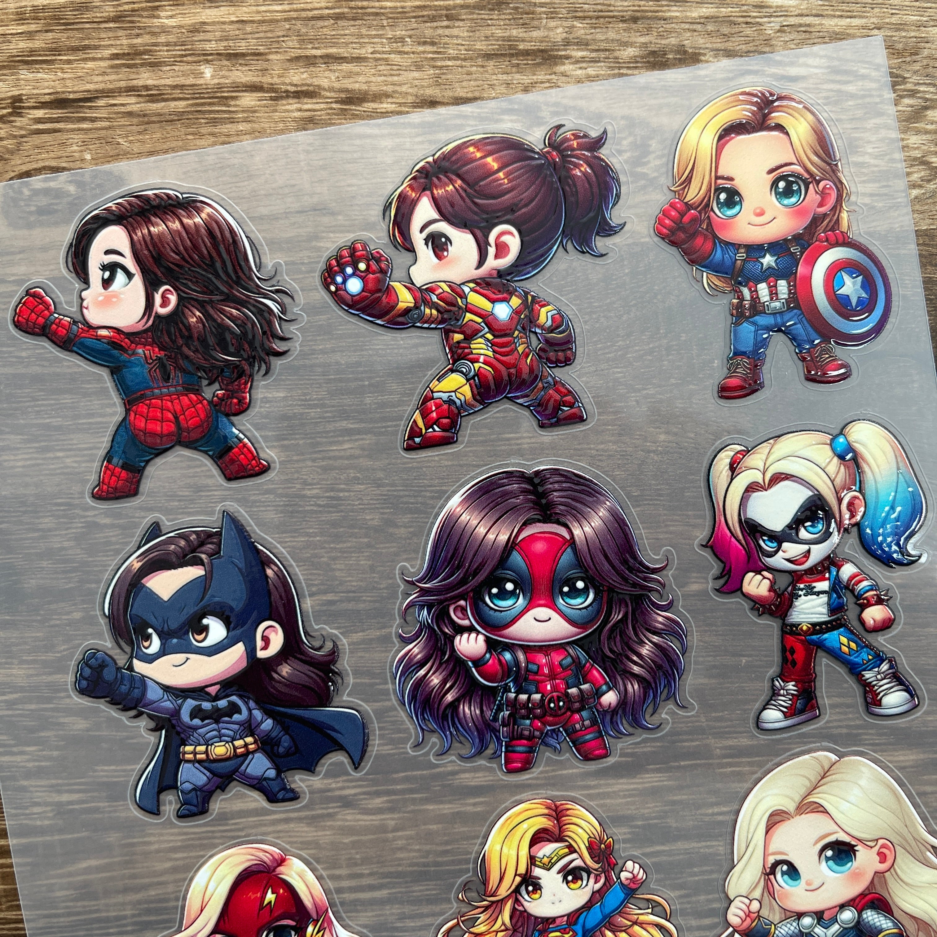 3D Hero girl PET Stickers 1pcs