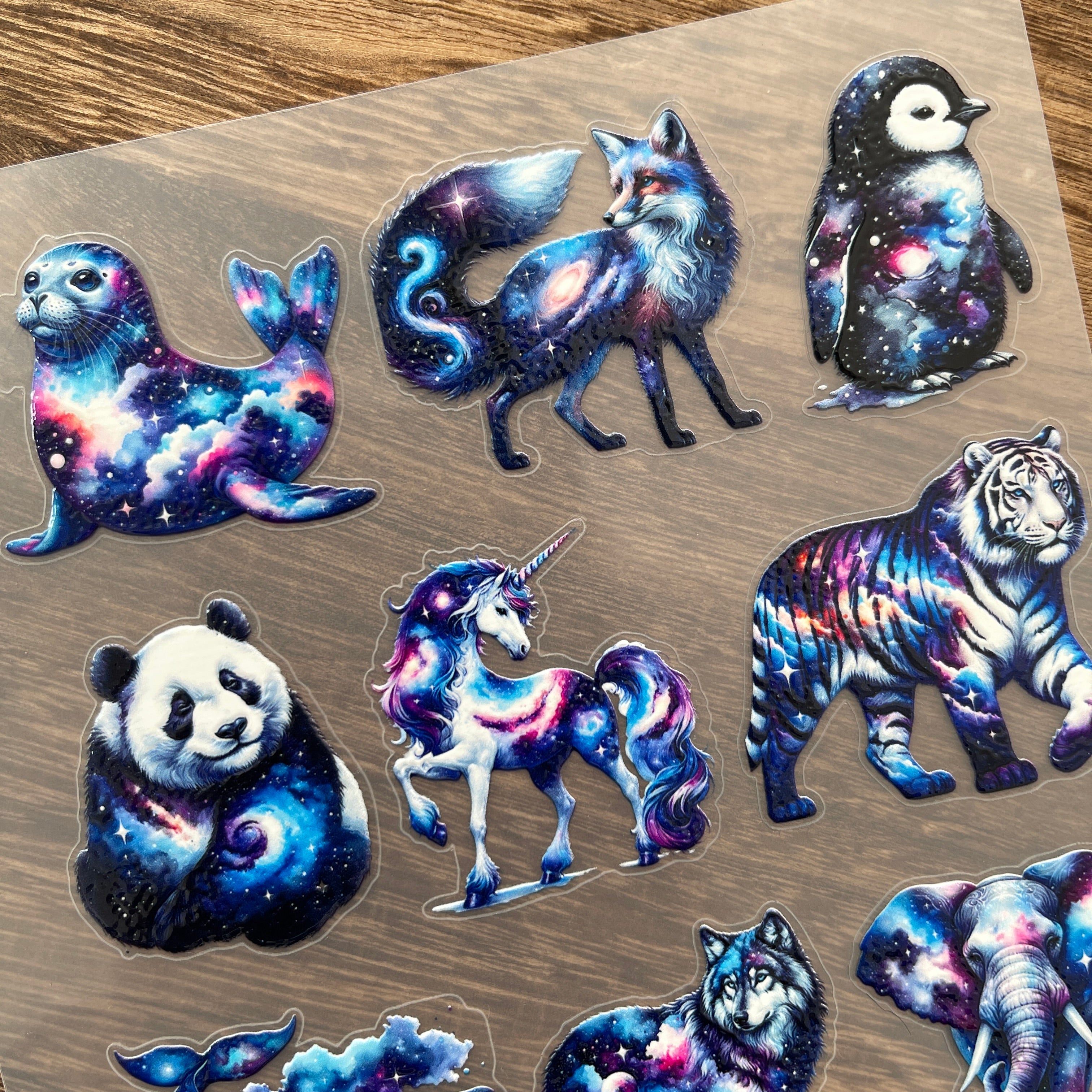3D Dreamy Universe Starry Sky Wildlife PET Sticker 1 Pcs