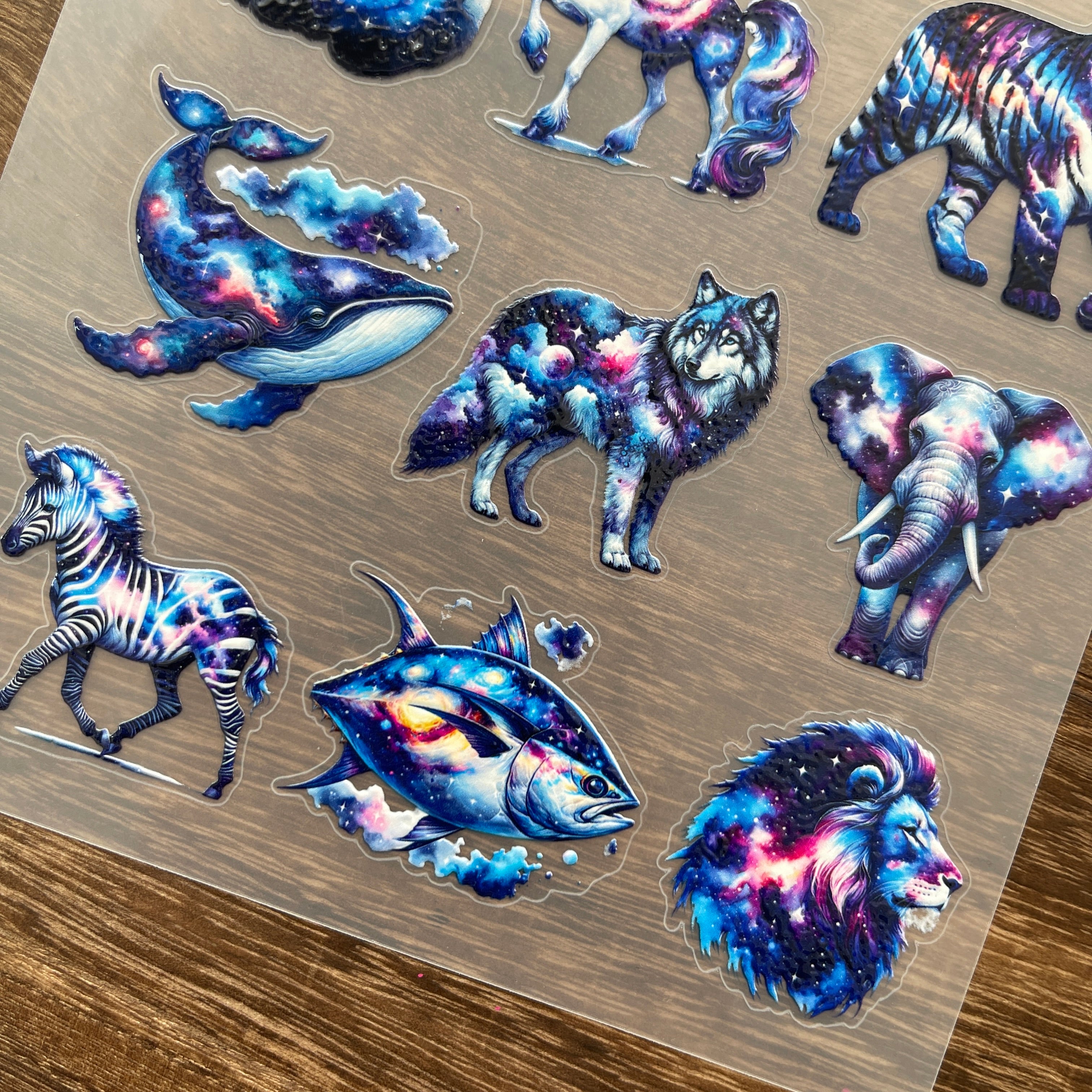 3D Dreamy Universe Starry Sky Wildlife PET Sticker 1 Pcs