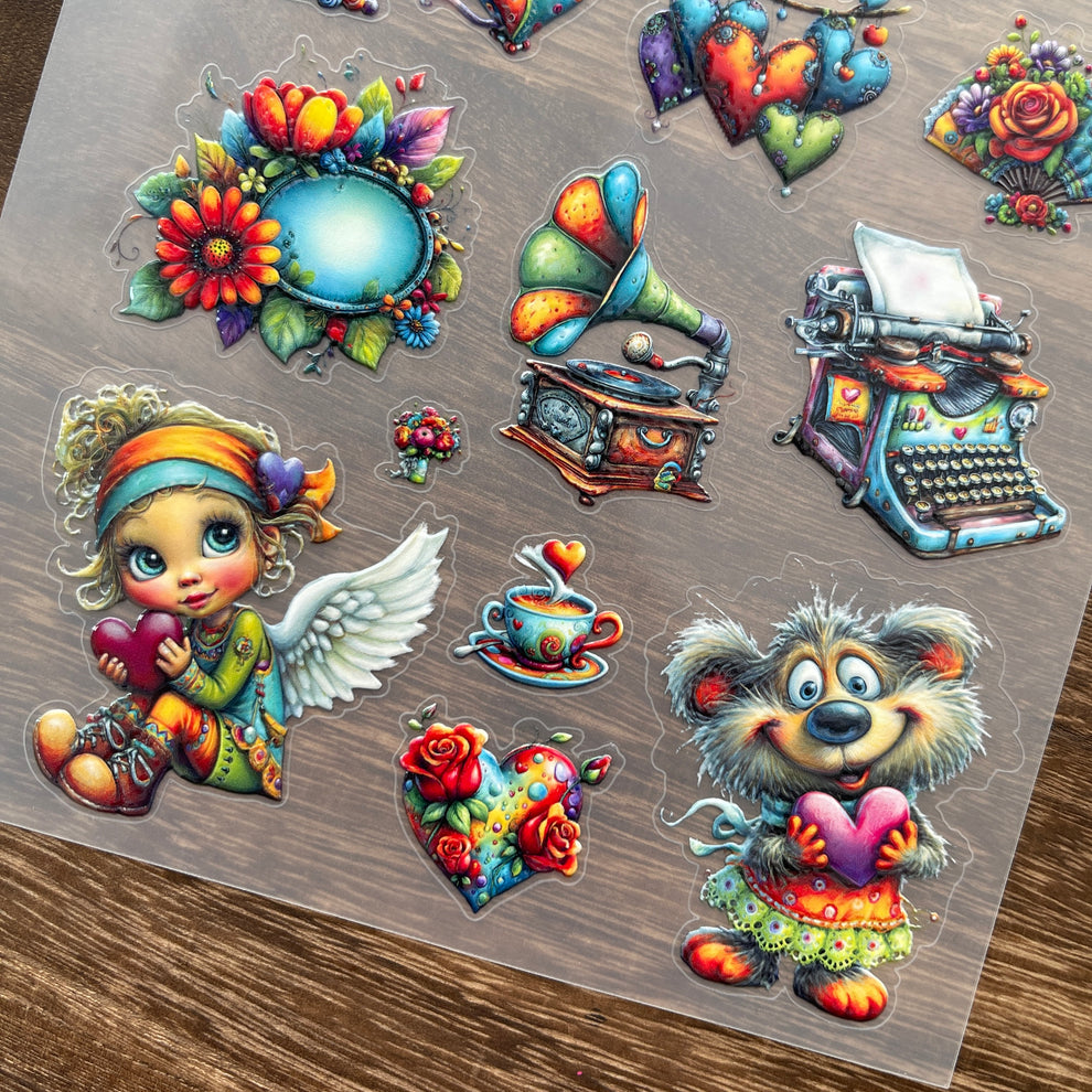 3D Vintage Valentine's Day PET Sticker – 1 Pc – Goodiesforsoul