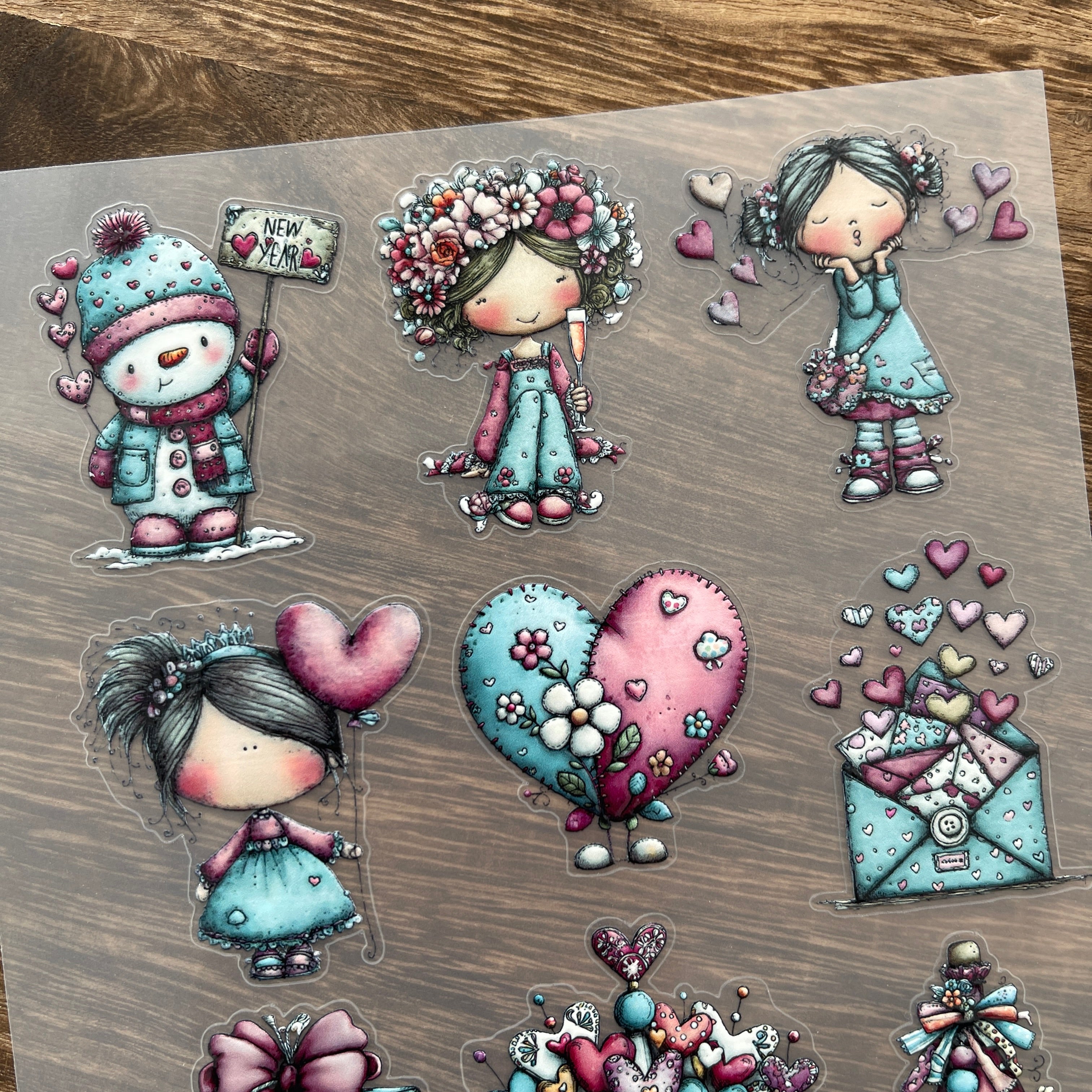 3D Cute Valentine's Day PET Sticker 1 Pcs