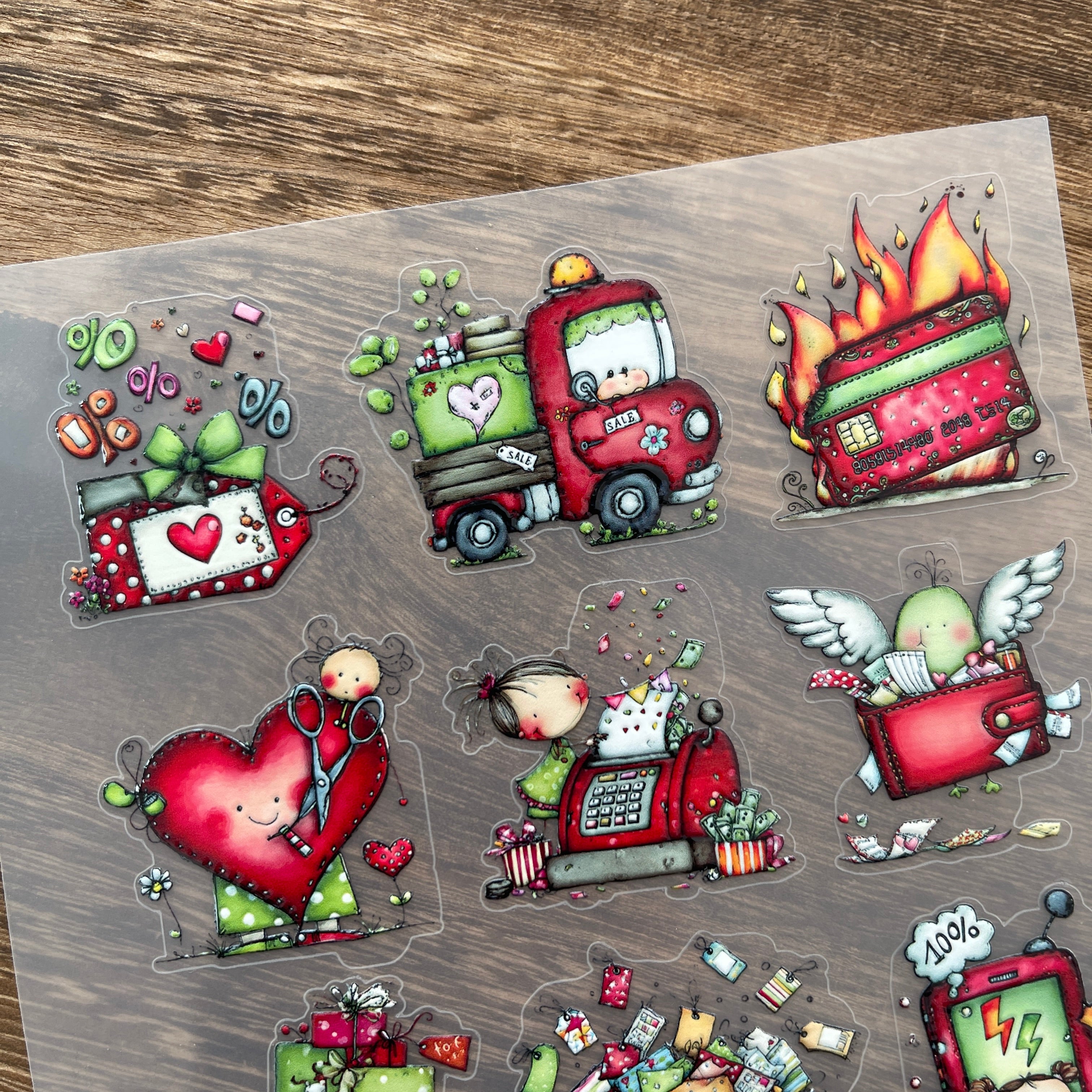 3D Shopping girl PET Sticker 1 Pcs