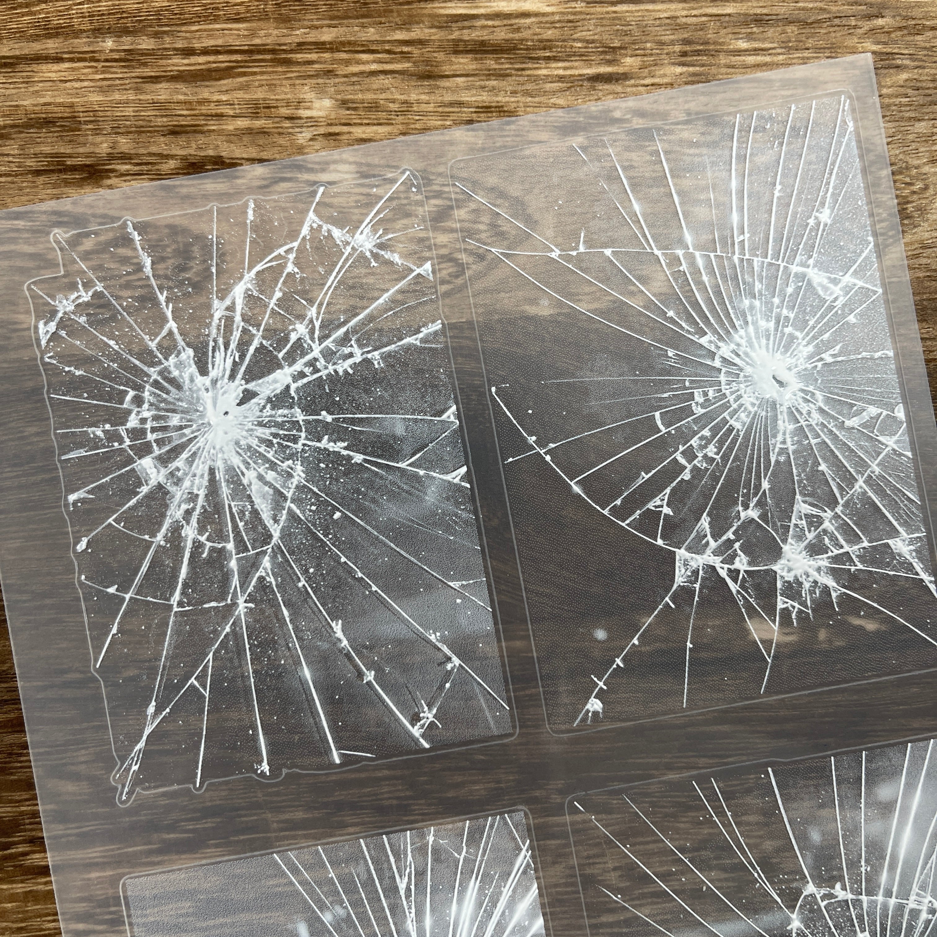 3D broken glass PET Stickers 1pcs