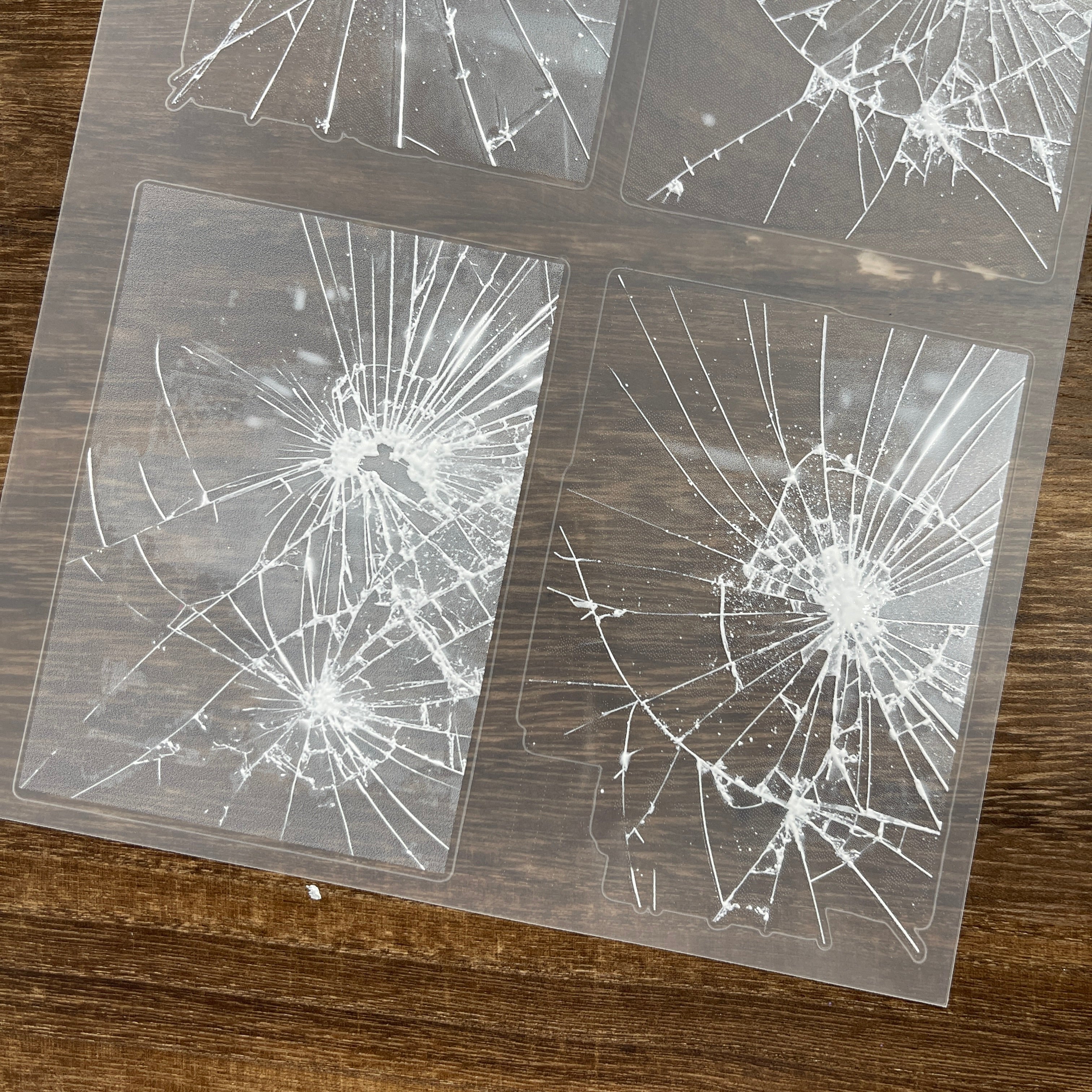3D broken glass PET Stickers 1pcs