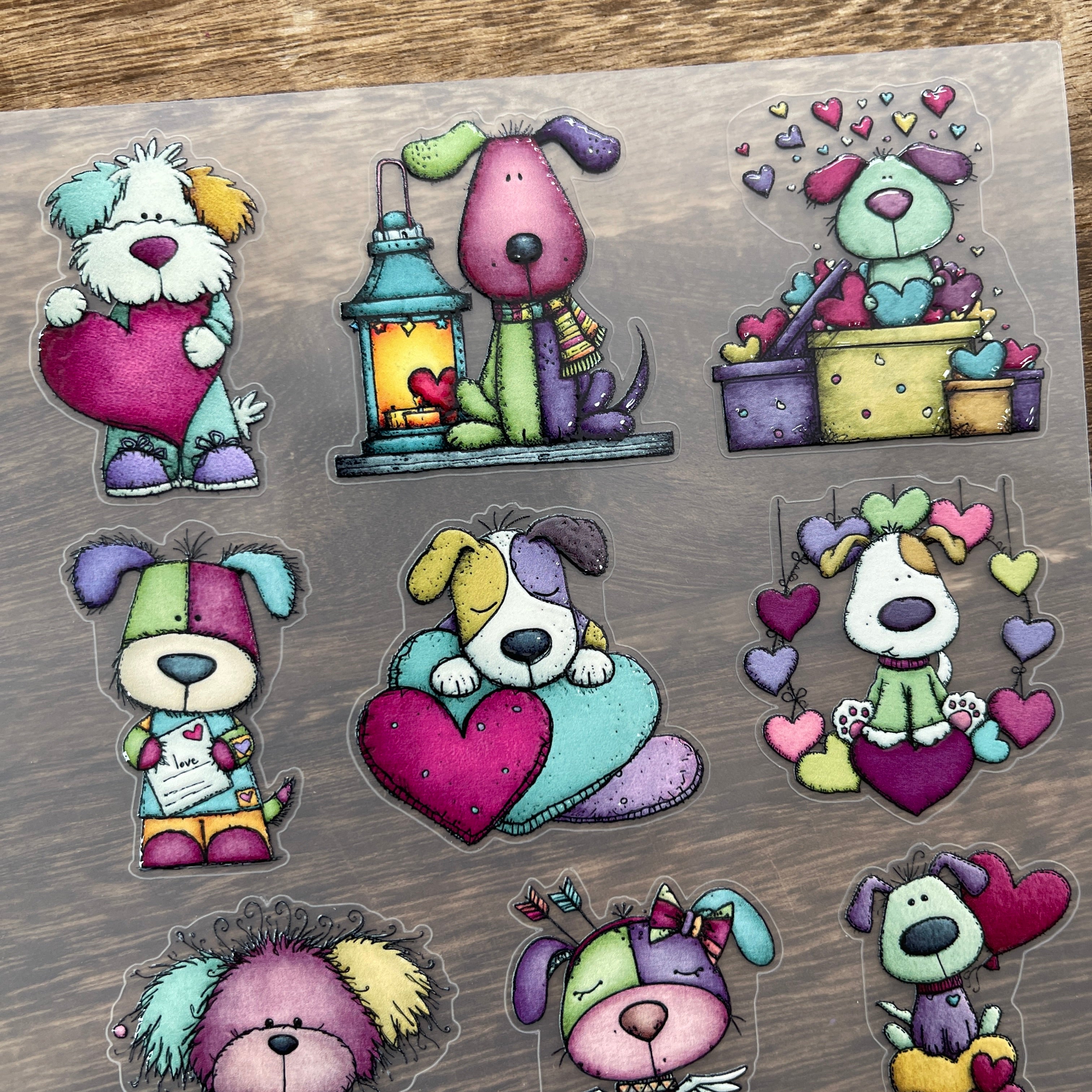 3D Colorful Valentine Puppy PET Sticker 1 Pcs
