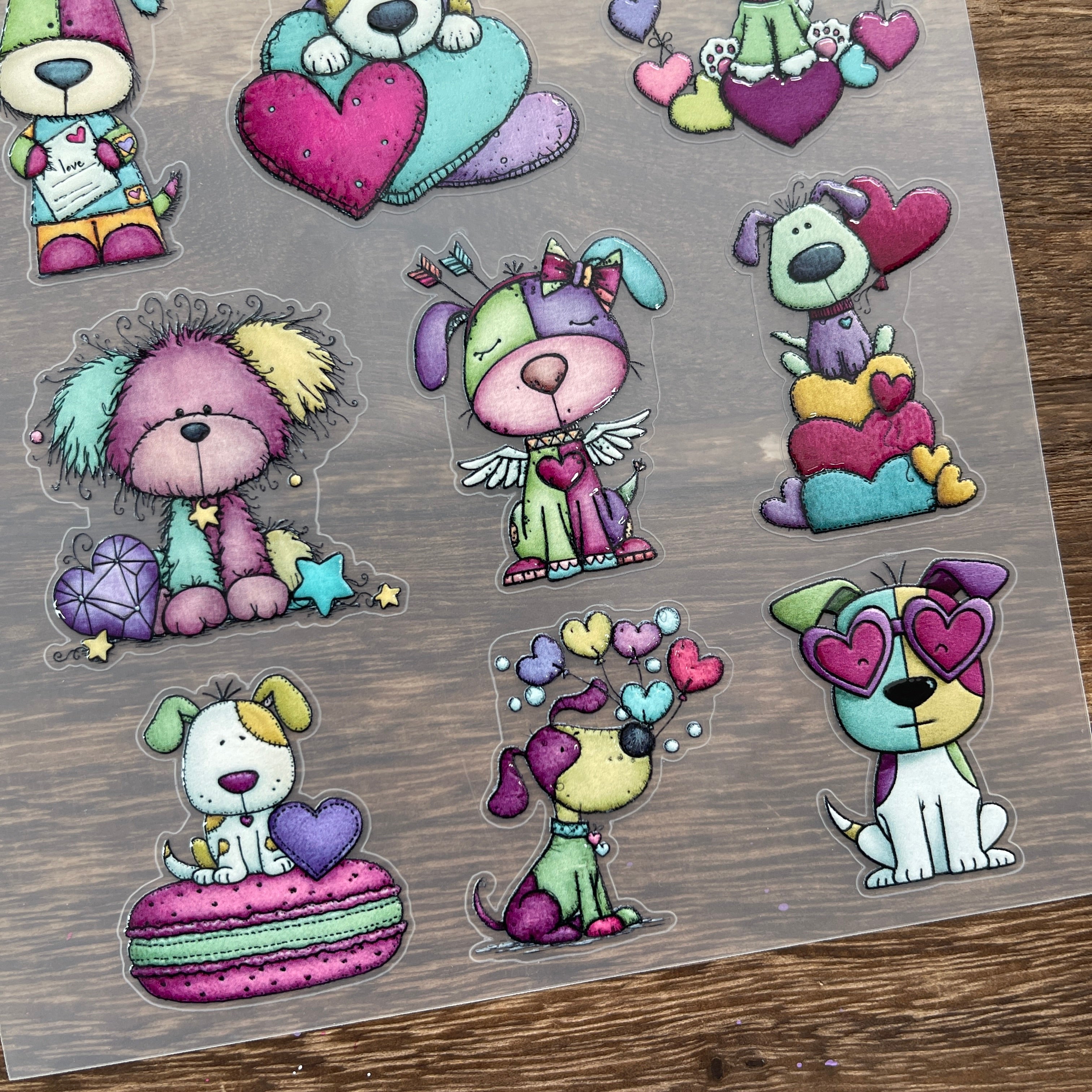 3D Colorful Valentine Puppy PET Sticker 1 Pcs