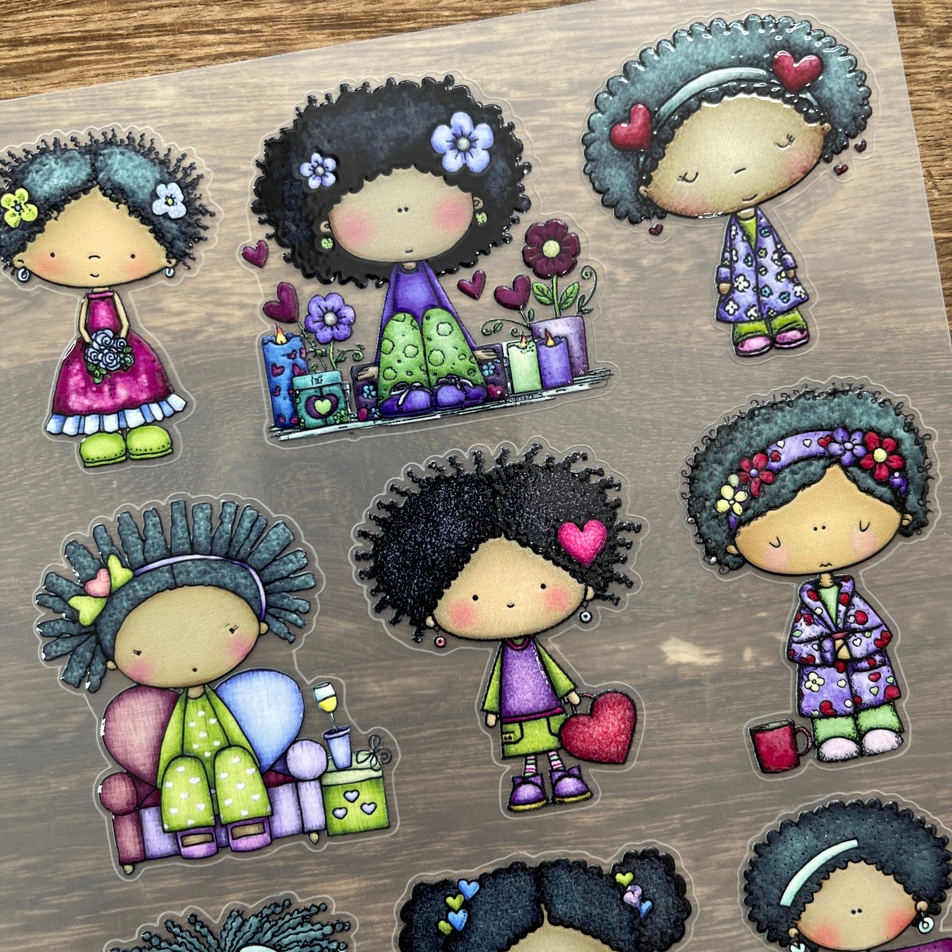 3D Cute little girl PET Sticker 1 Pcs